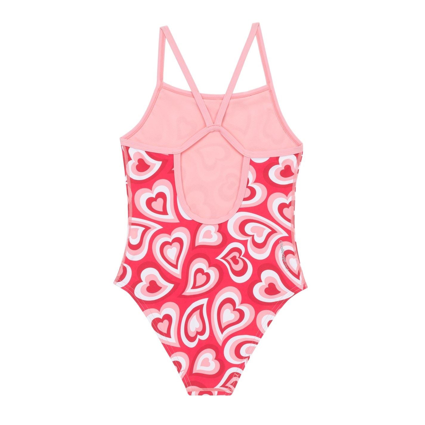 Slazenger Thin Strap Heart Print One-Piece Swimsuit