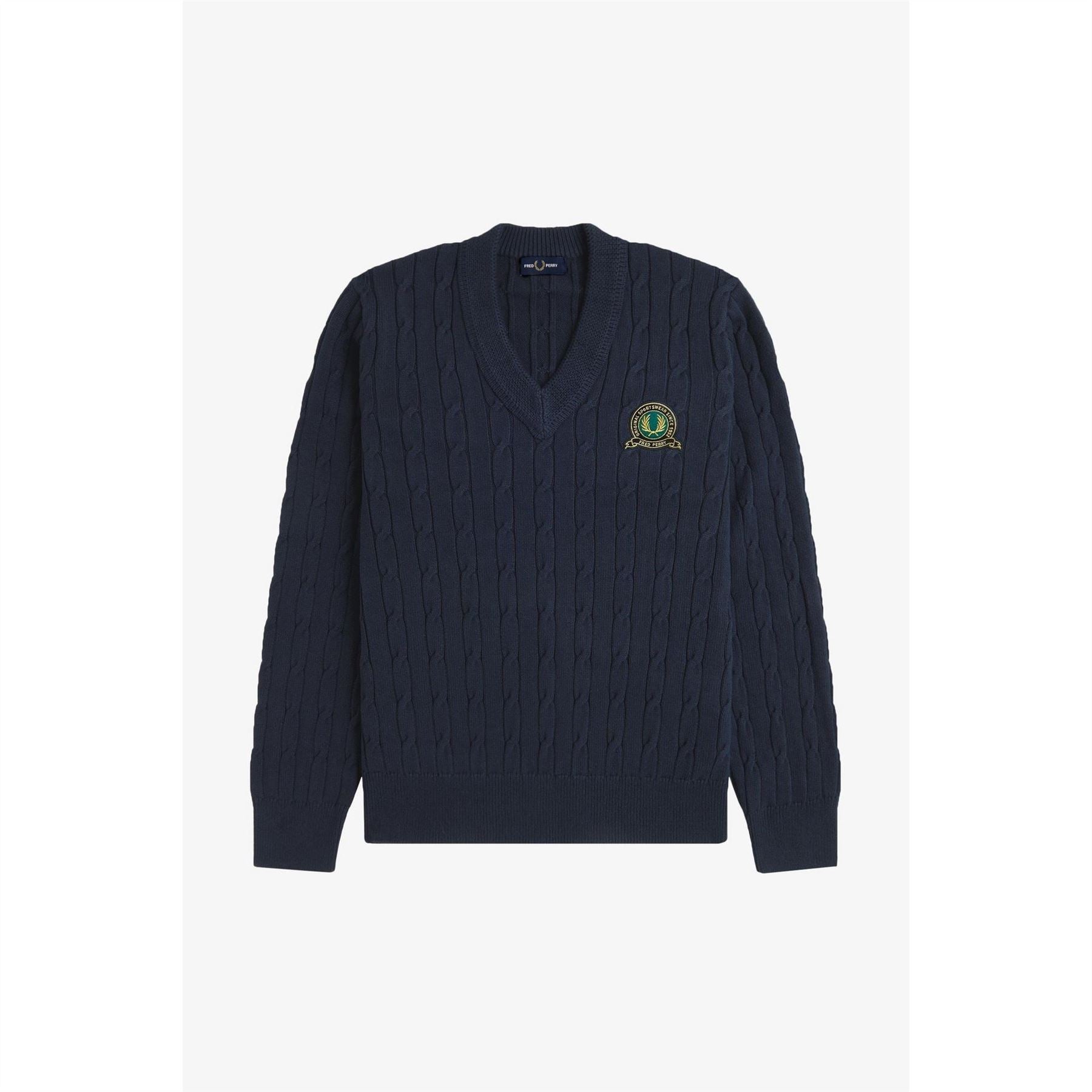 Fred Perry Badge Laurel Wreath Knitted Crew Neck Jumper