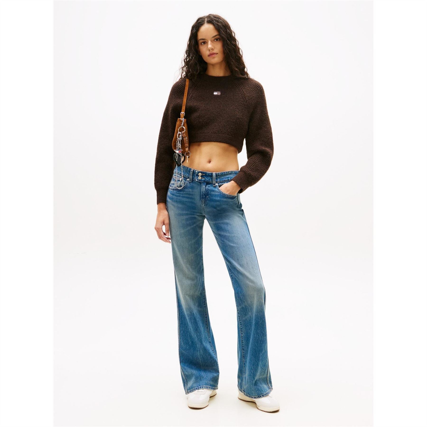 Tommy Jeans Badge Crew Neck Raglan Sleeve Crop Sweater
