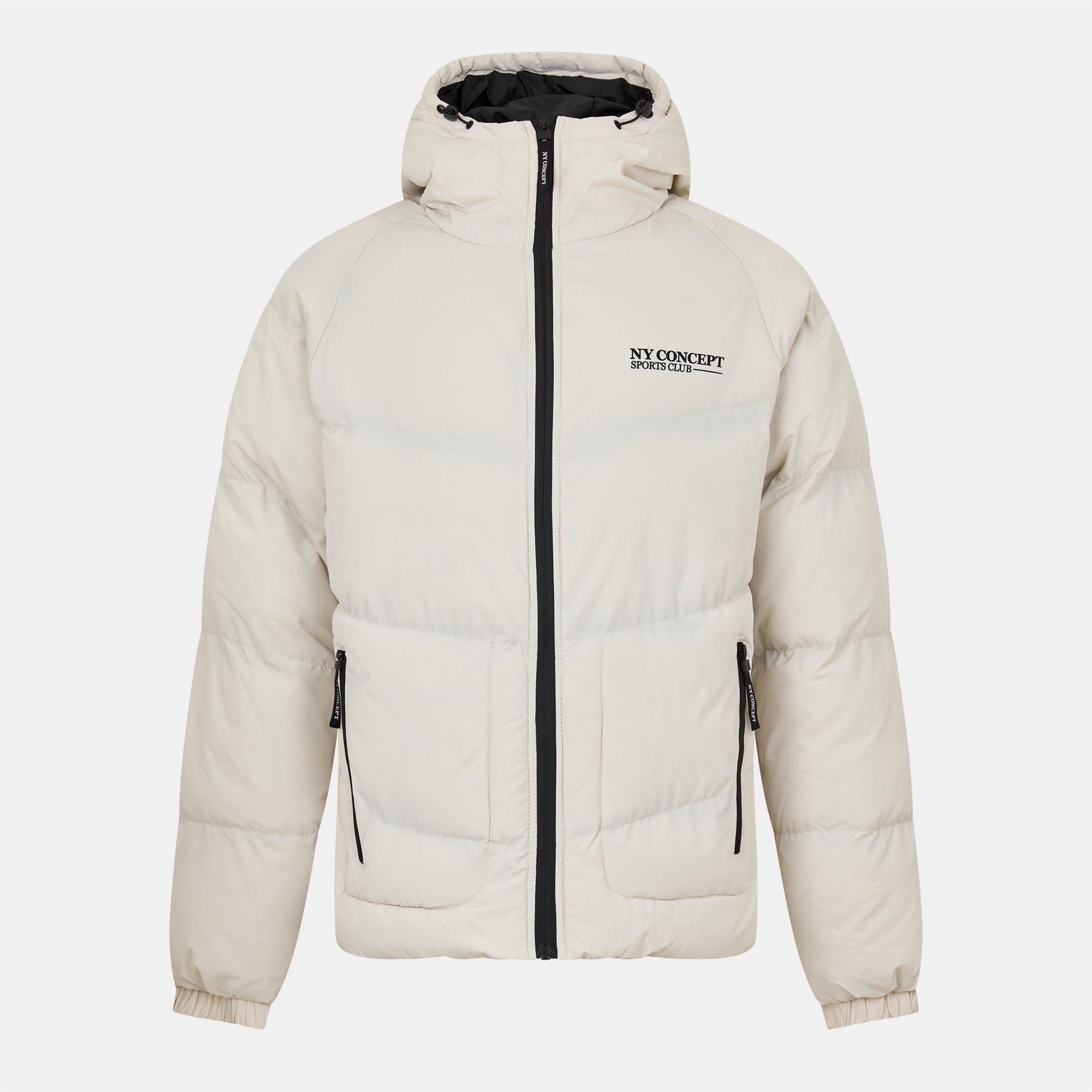 NY Concept Conc Stowe Solid Patterned Hooded Zipped Pocket Puffer Jacket