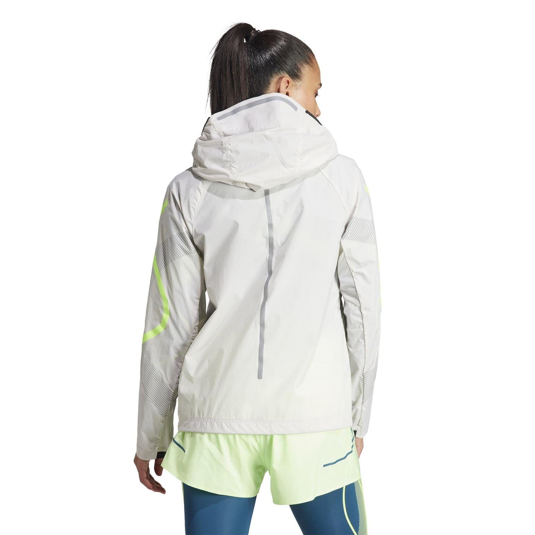 adidas Stripe Patterned Hooded Drawstring Running Jacket