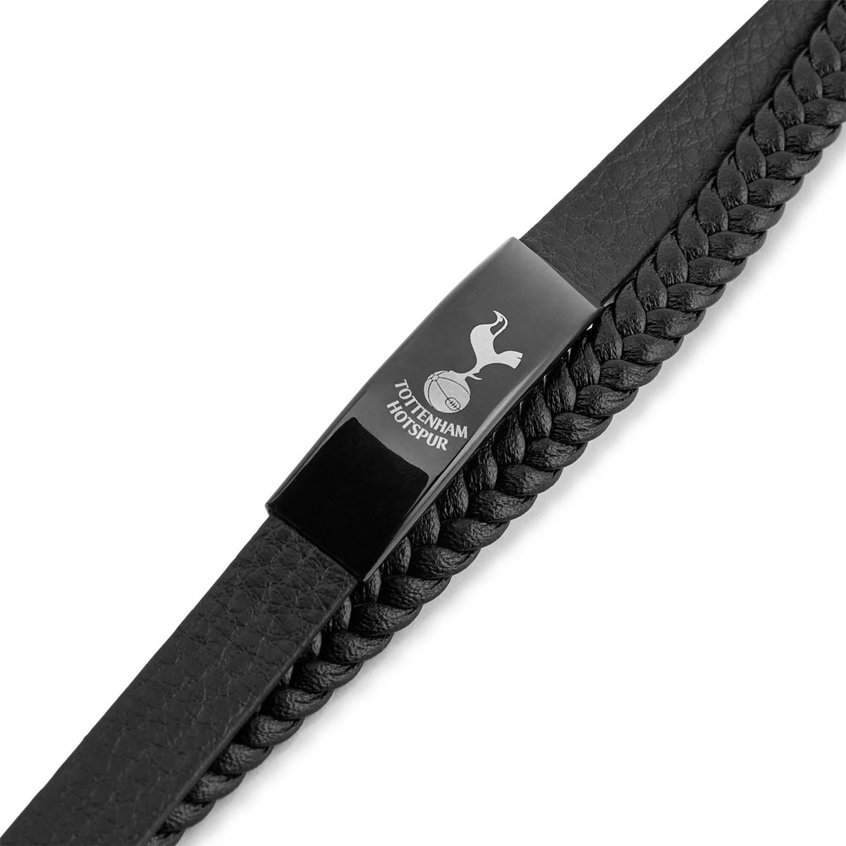 Team Officially Licensed Stainless Steel And Leather Black Ip Bracelet