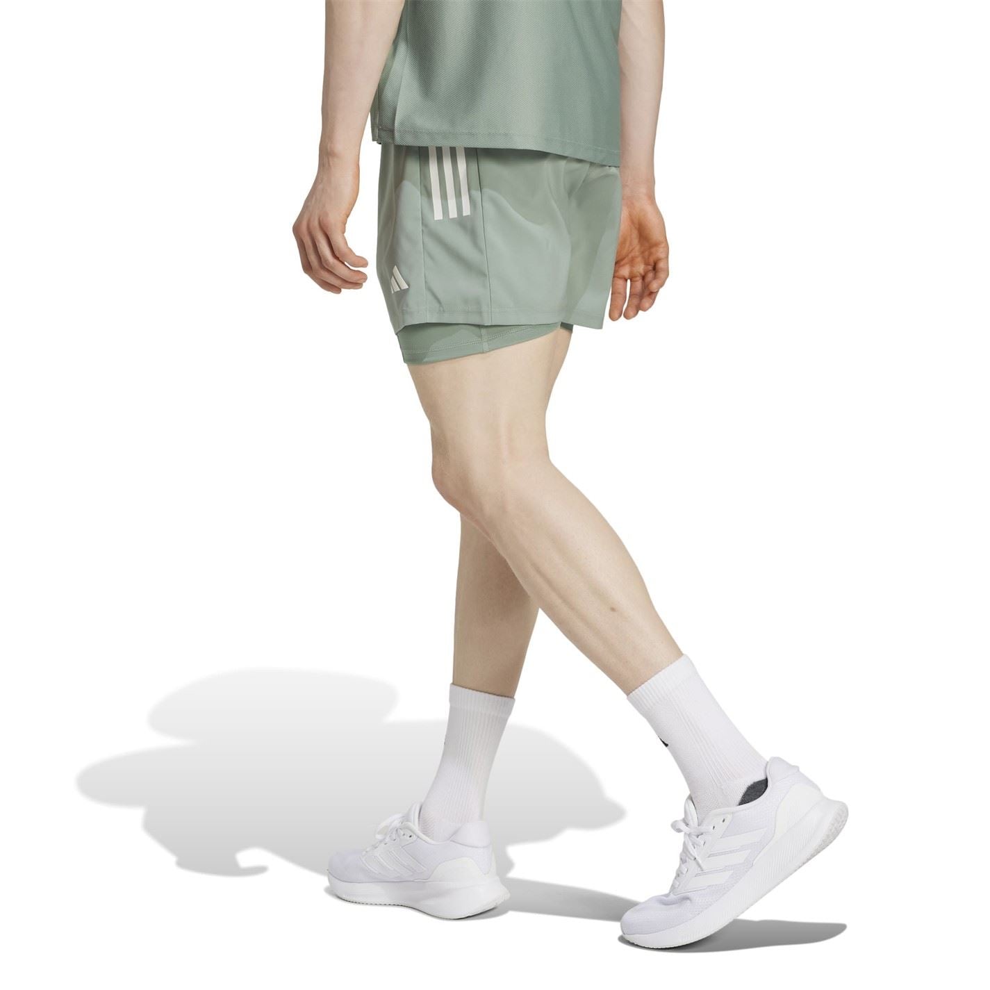 adidas Mens Own The Run 3 Stripes 2 In 1 Shorts