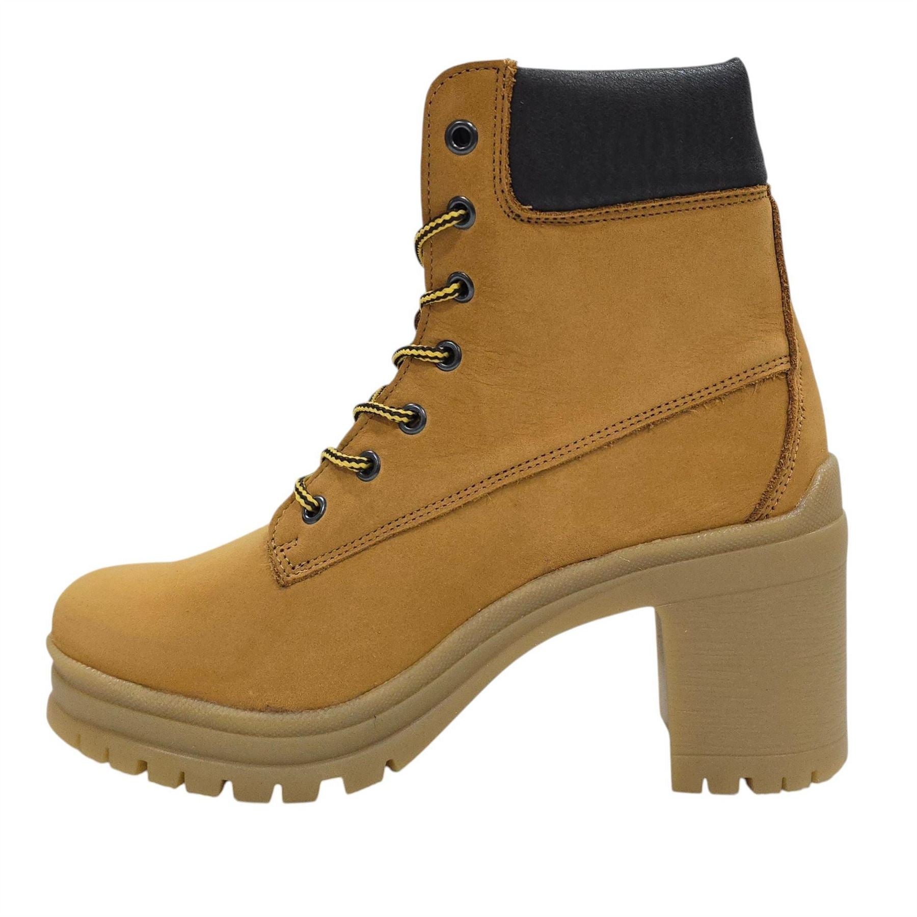 Jack Wills Premium Leather Block Heel Lace Up Ankle Boots