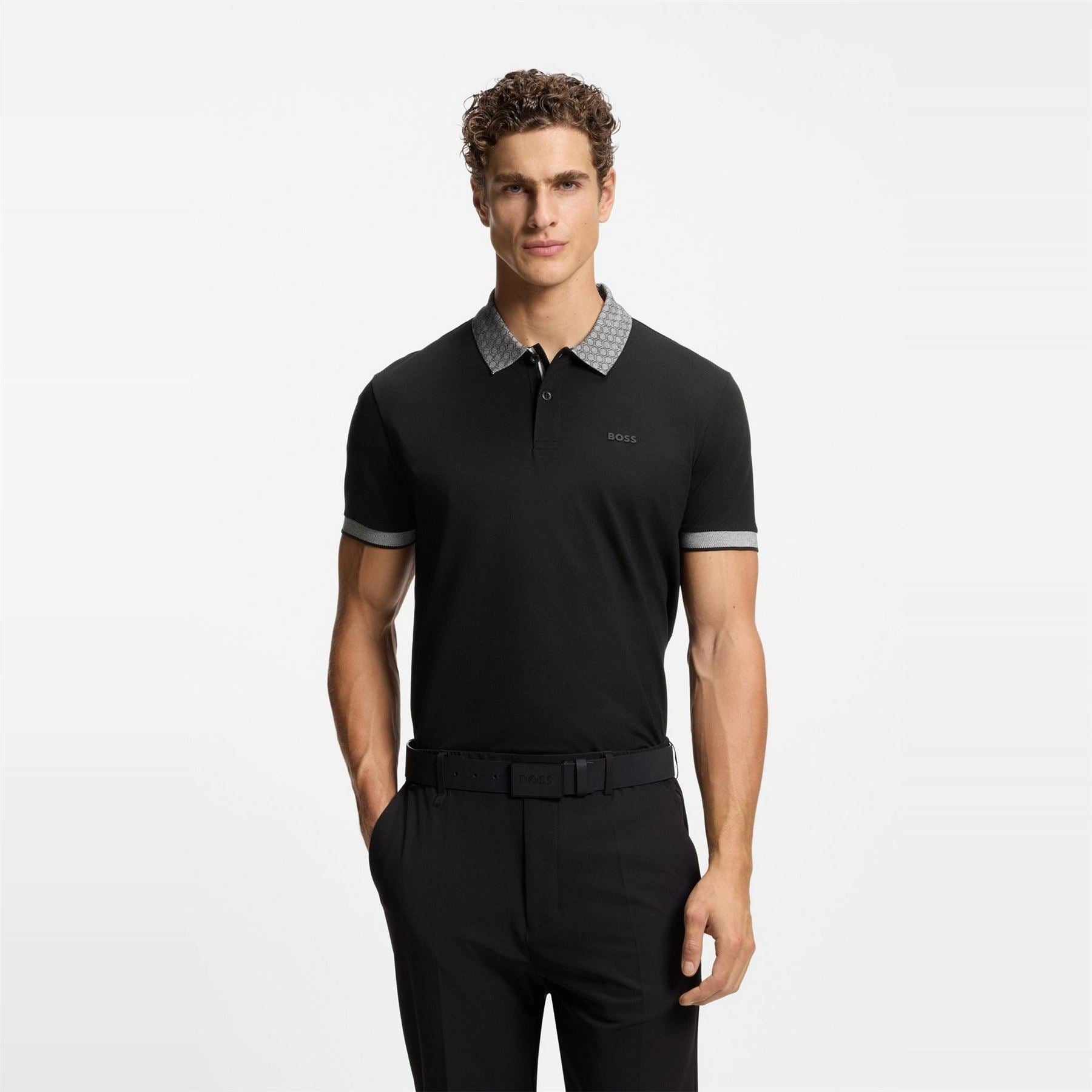 Boss Wordmark Collared Neck Short Sleeve Regular Fit Polo Shirt