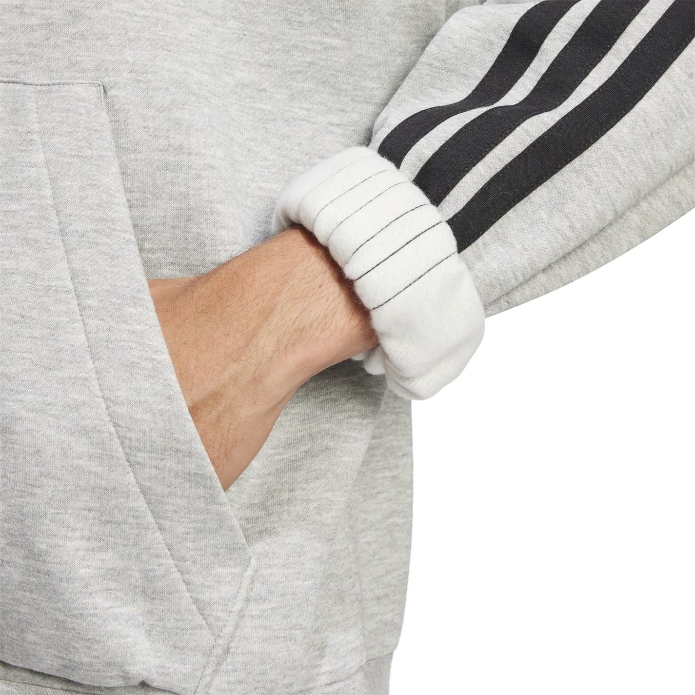 adidas Mens Fleece 3 Stripes Hoodie