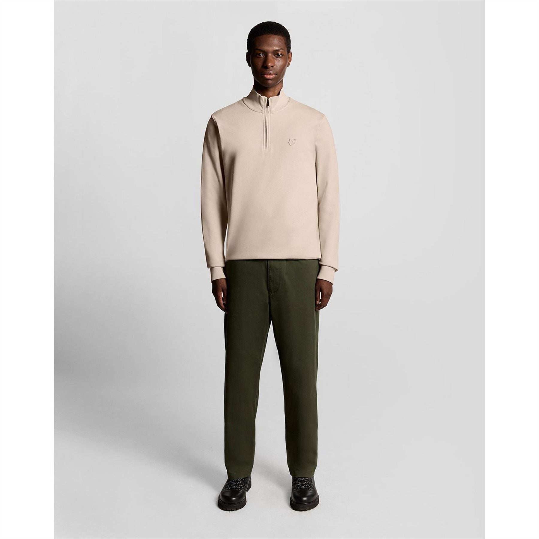 Lyle and Scott Zip Neck Funnel High Collar Long Sleeve Sweatshirt