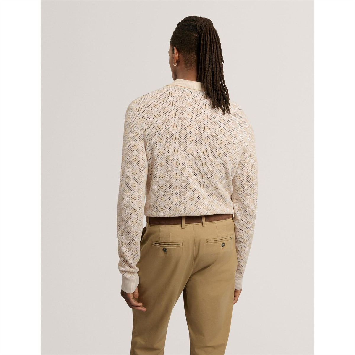 Ted Baker Geo Polo Long Sleeve Fine KniT-Shirt