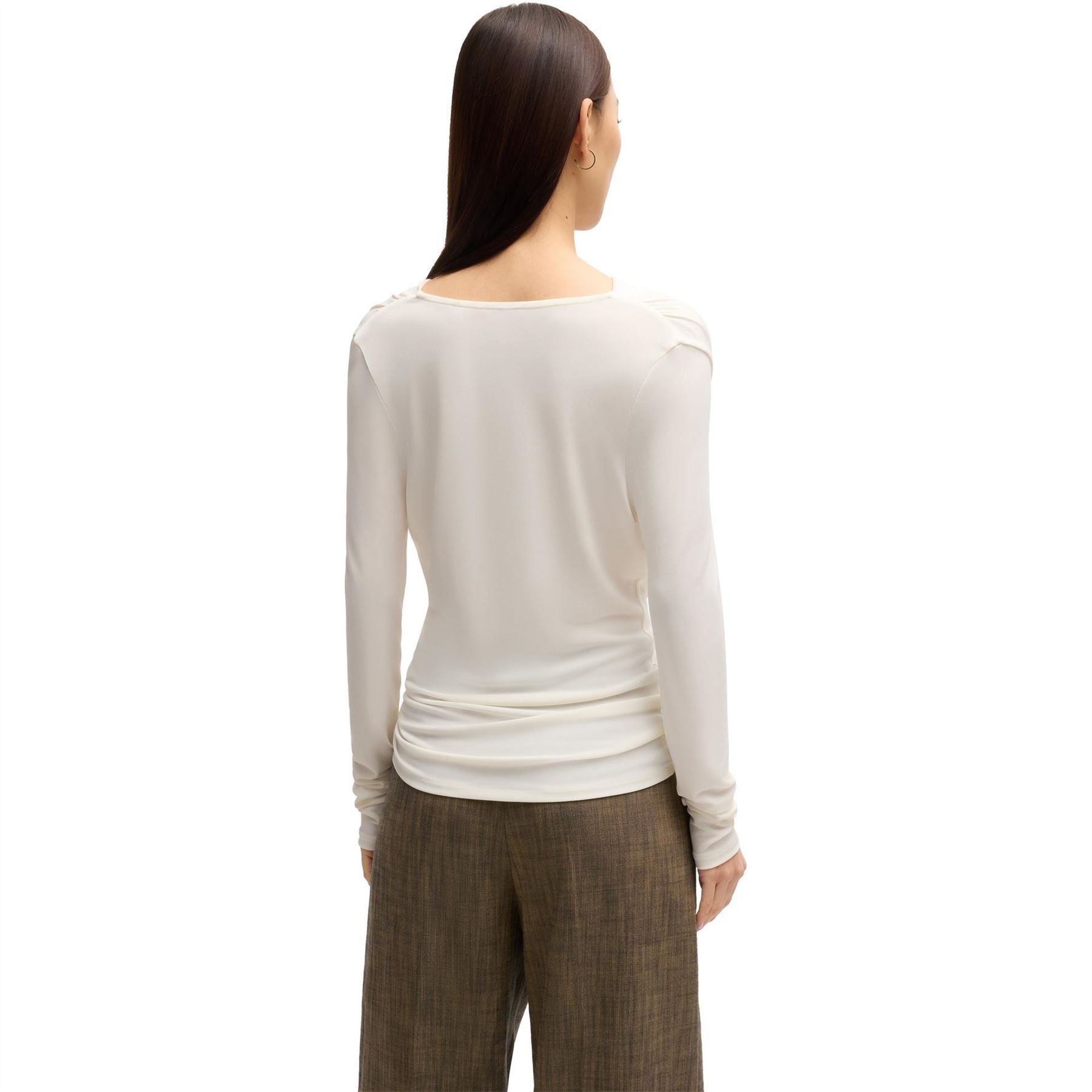 Boss Cowl Neck Shawl Collar Long Sleeve Slim Fit Shirt