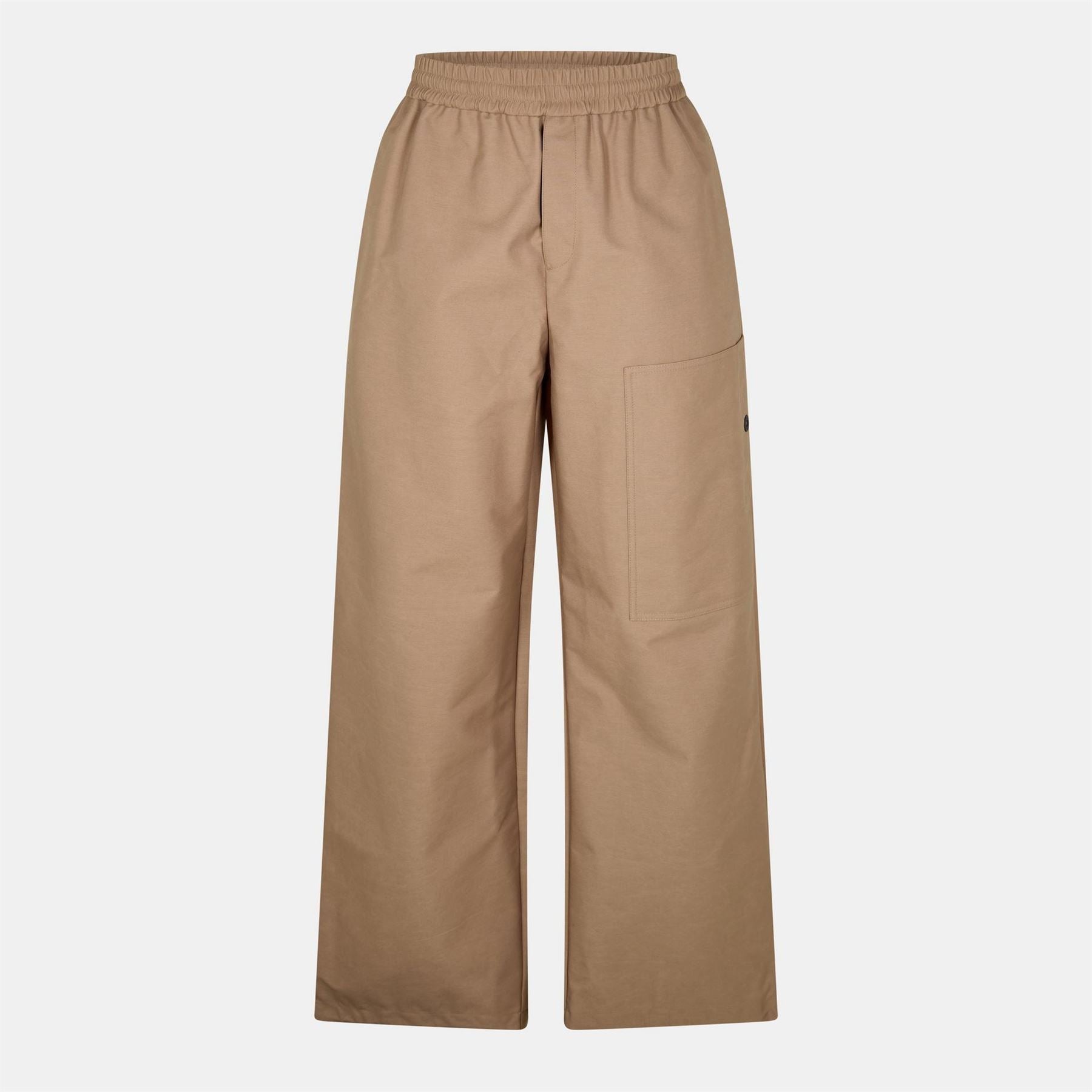 Off White Canvas Utility Wide Leg Cargo Pants