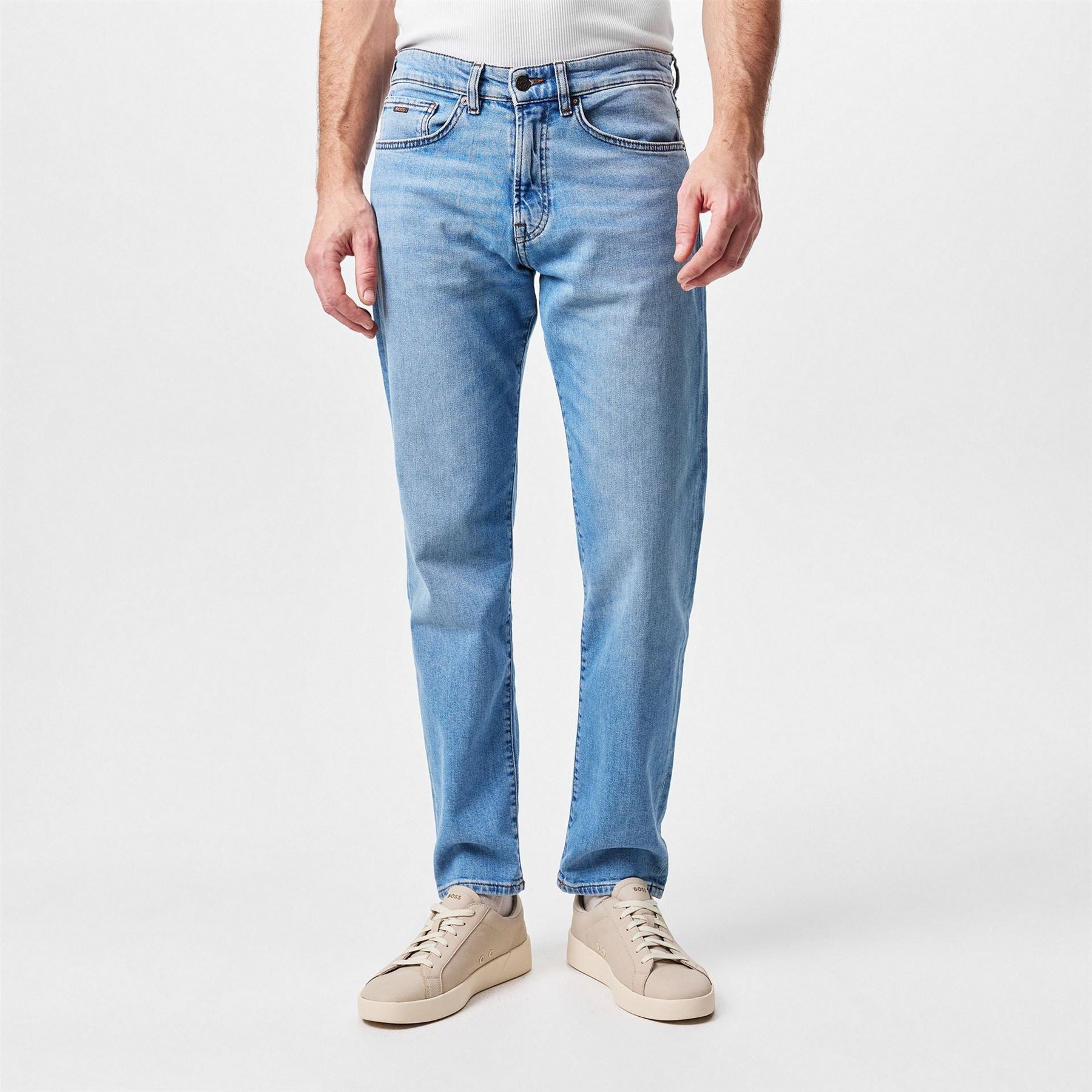 Boss Re.maine Bc Straight Denim Jeans With Iconic Logo Patch