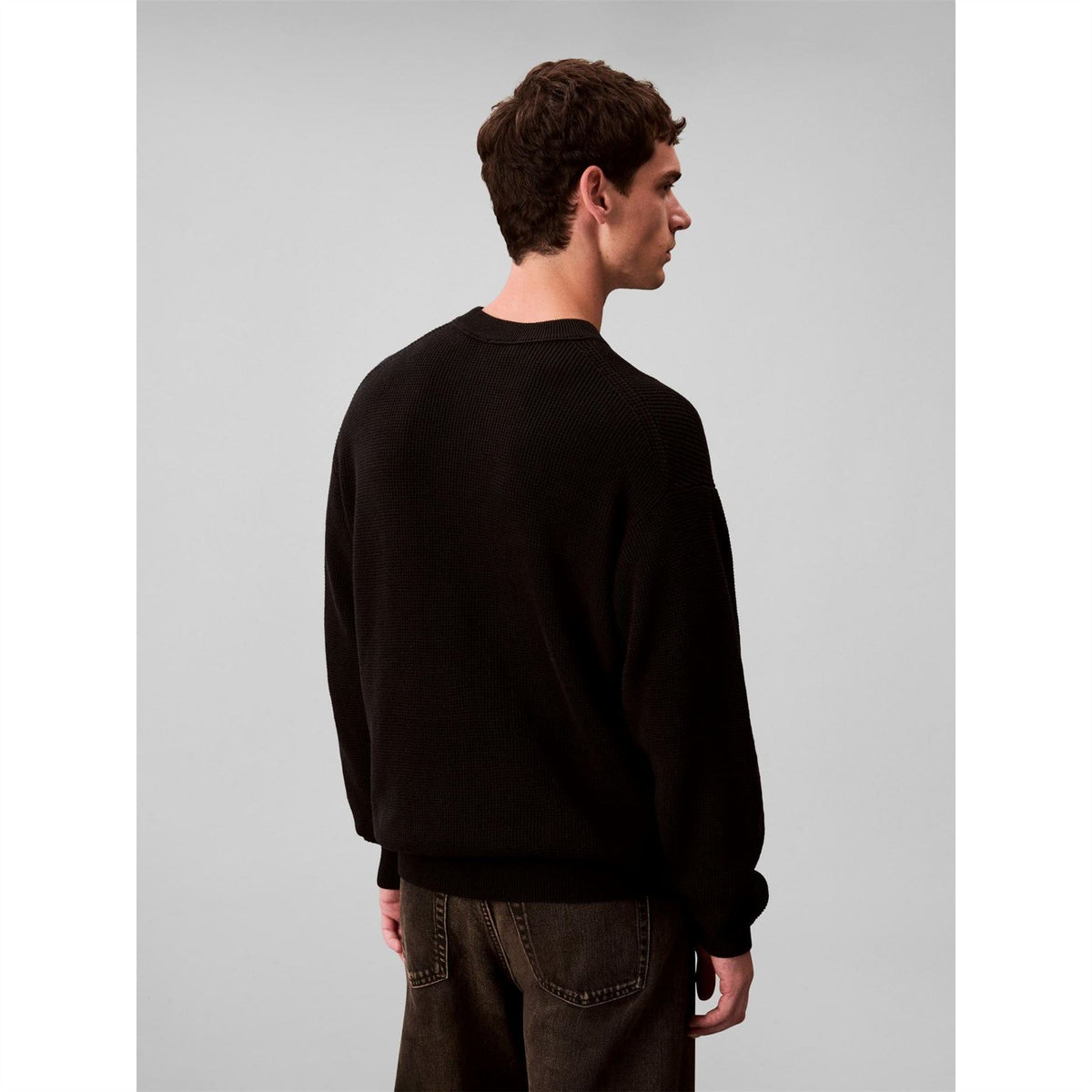Calvin Klein Jeans Crew Neck Ribbed Collar Long Sleeve Sweater