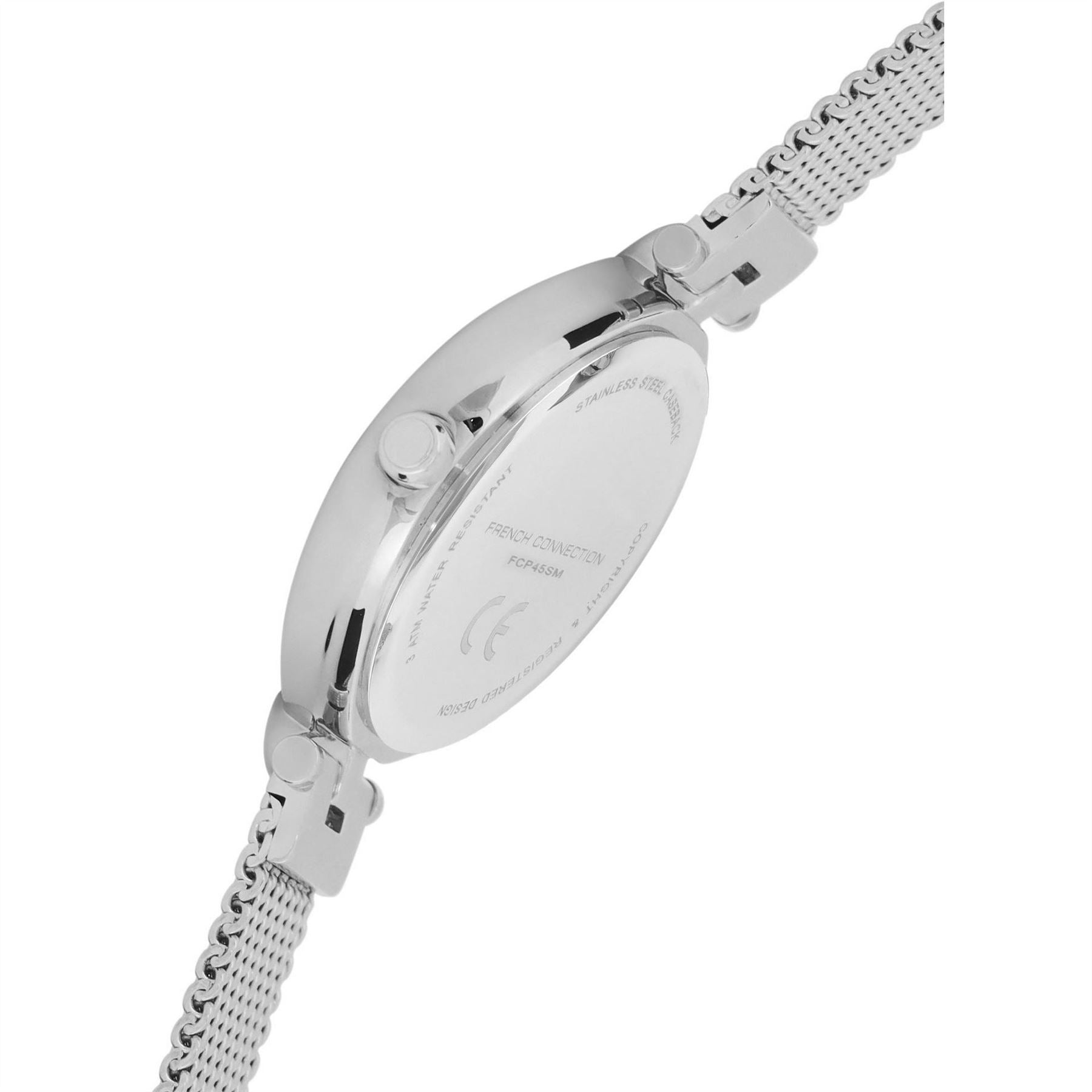 French Connection Womens Connection Sheen Shimmer Round Analog Watch With Steel Mesh Strap For