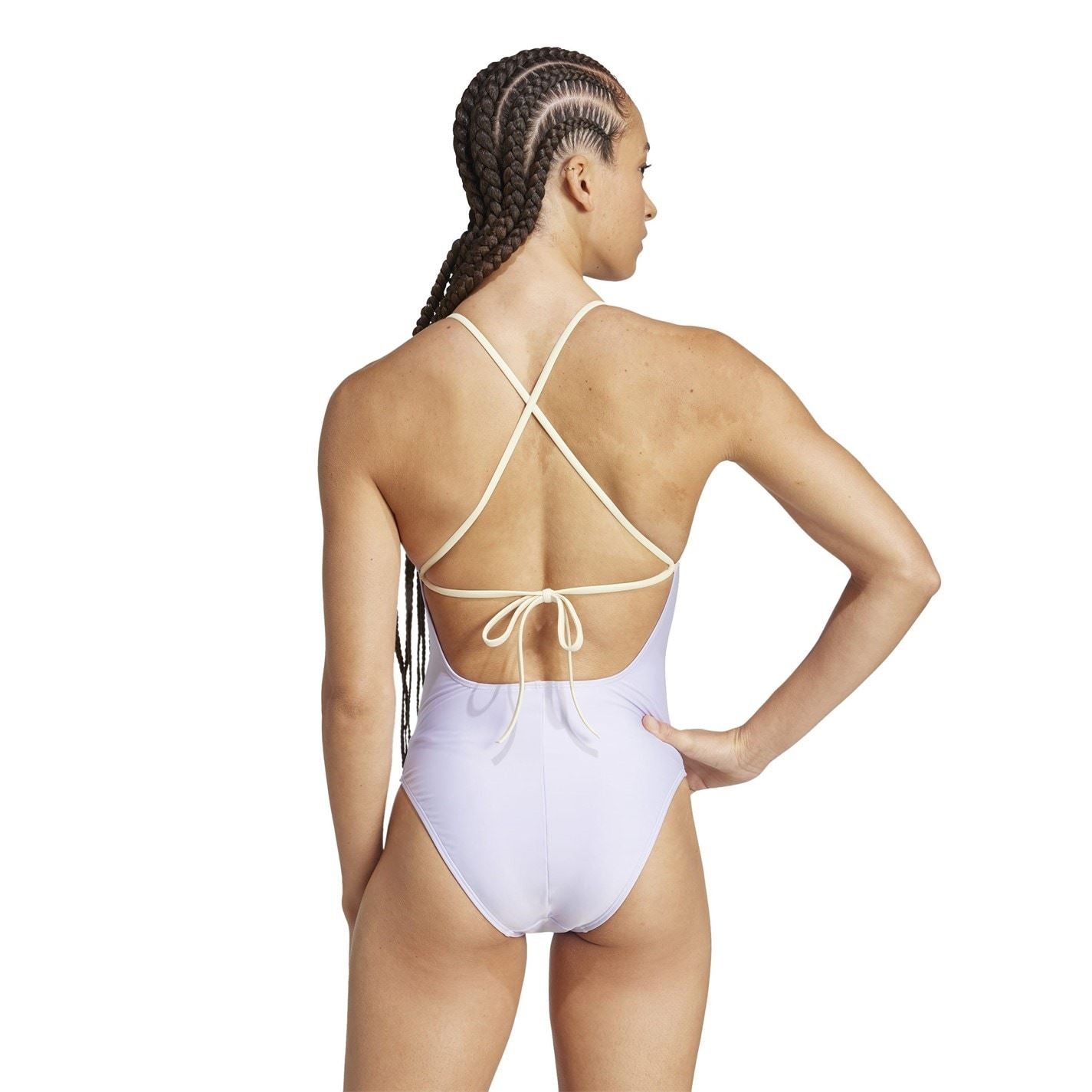 adidas Womens Padded Colorblock X Back Swimsuit