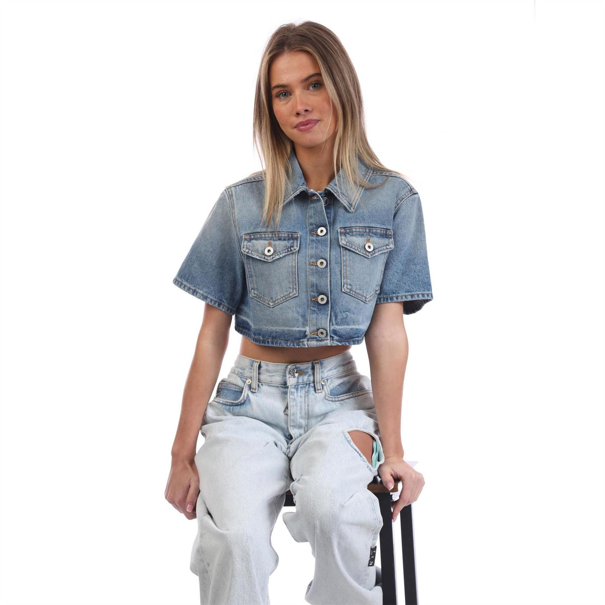 Off White Cropped Shirt