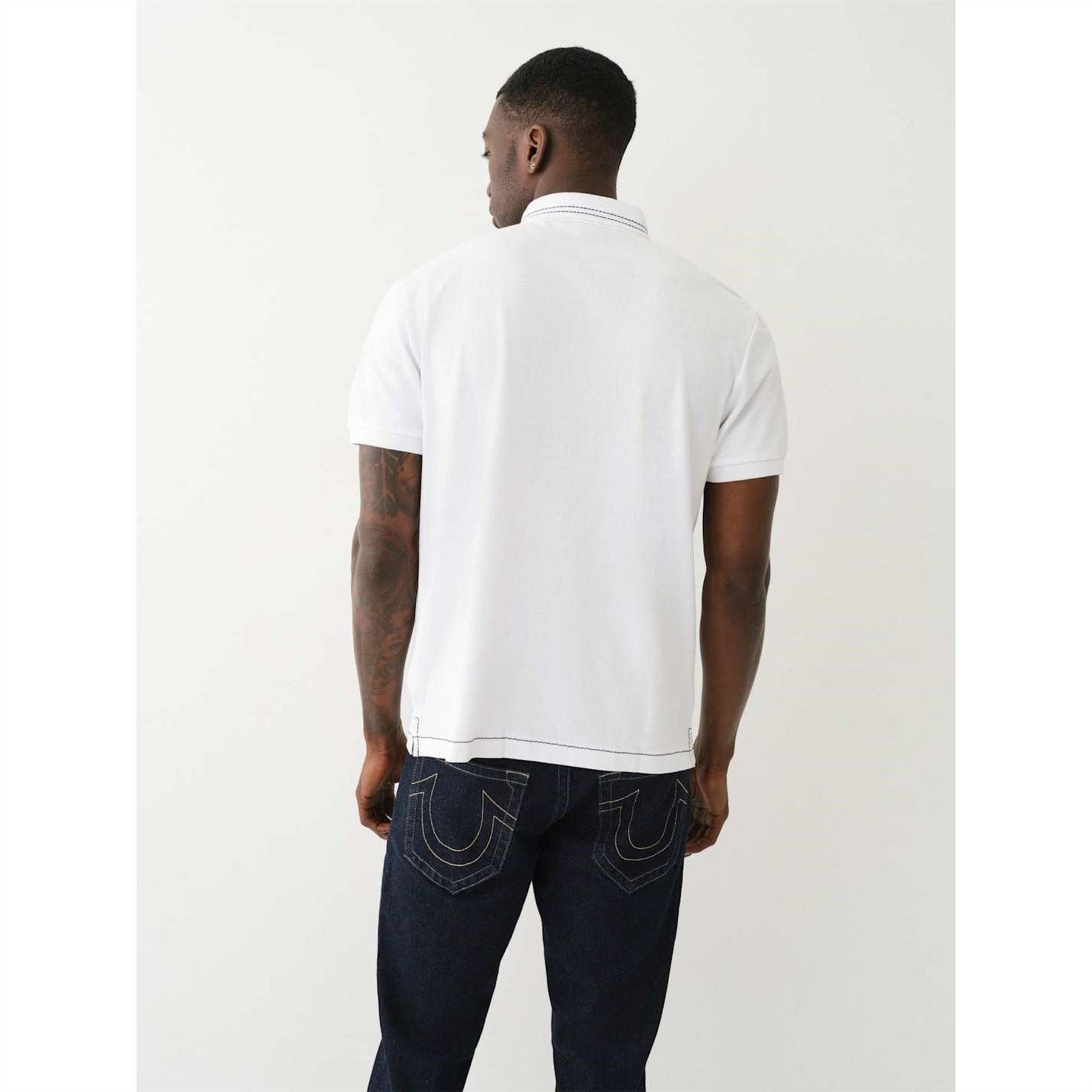 True Religion Relaxed Embroidered Short Sleeve Polo Shirt