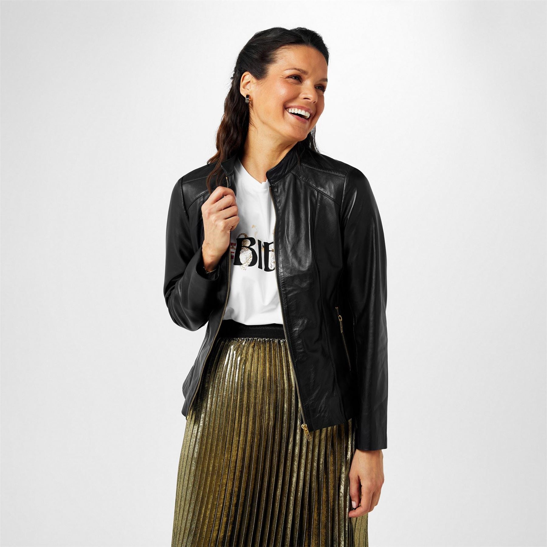 Biba Neru Collar Leather Jacket