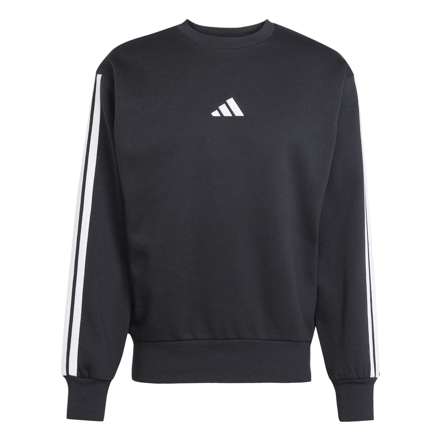 adidas Mens Essentials Crew 3 Stripes Pullover Sweatshirt