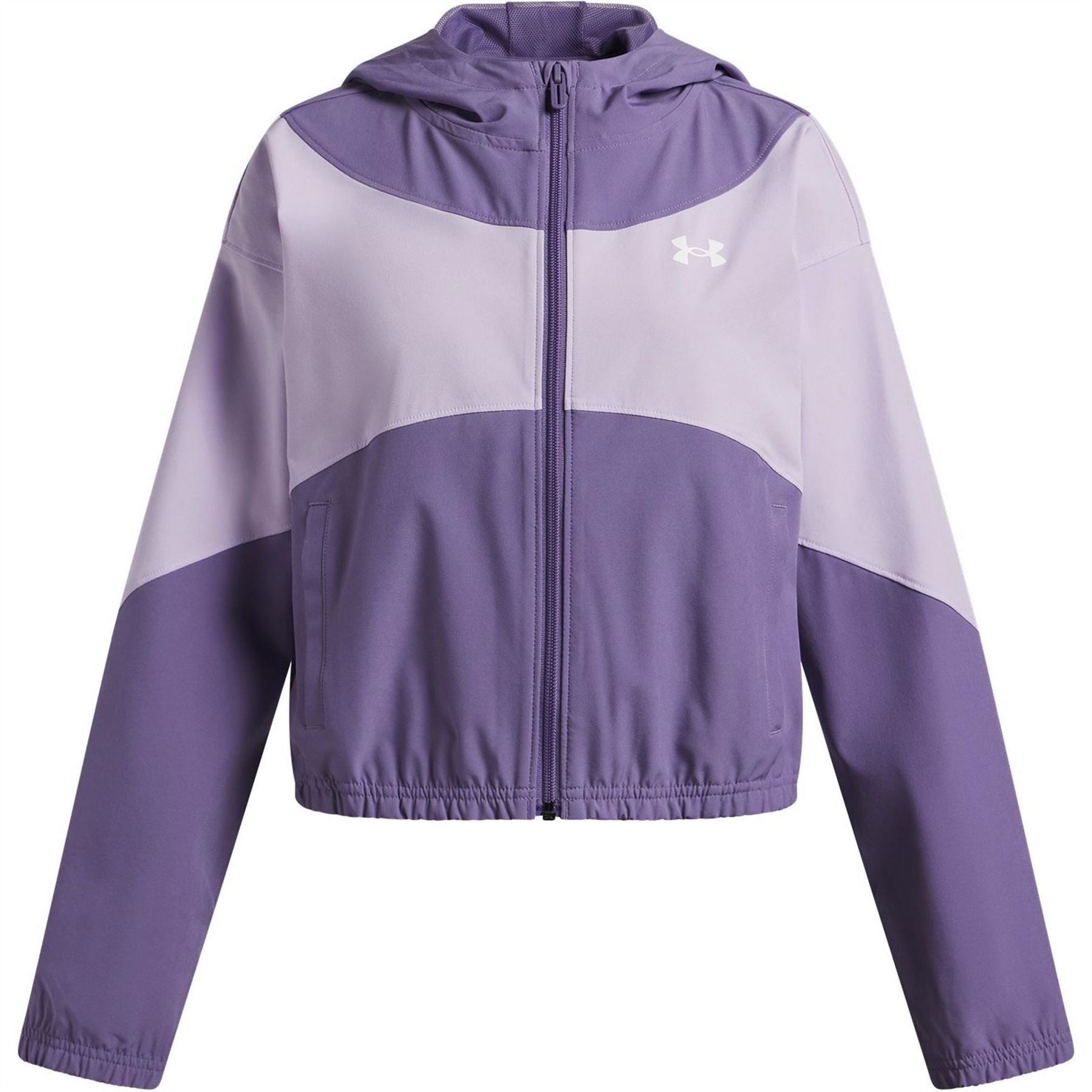 Under Armour Solid Patterned Hooded Zipped Pocket Windbreaker Jacket