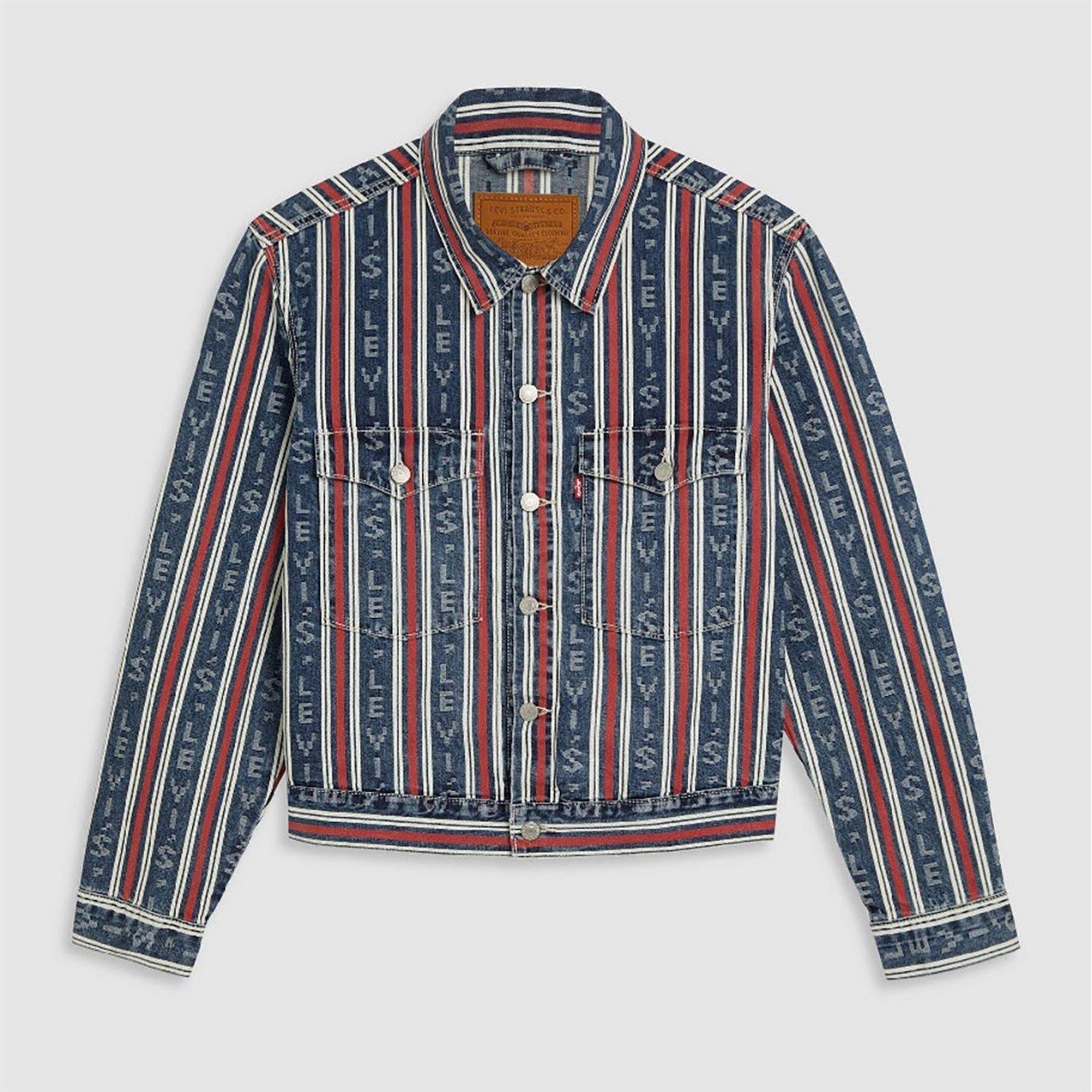 Levis Vertical Stripe Patterned Denim Jacket
