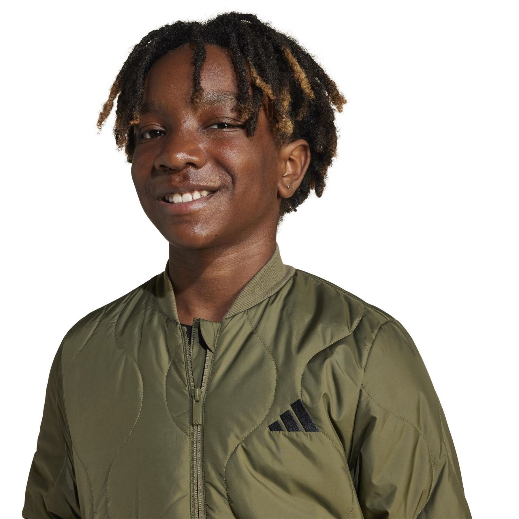 adidas Textured Zipped Pocket Mock Neck Puffer Jacket
