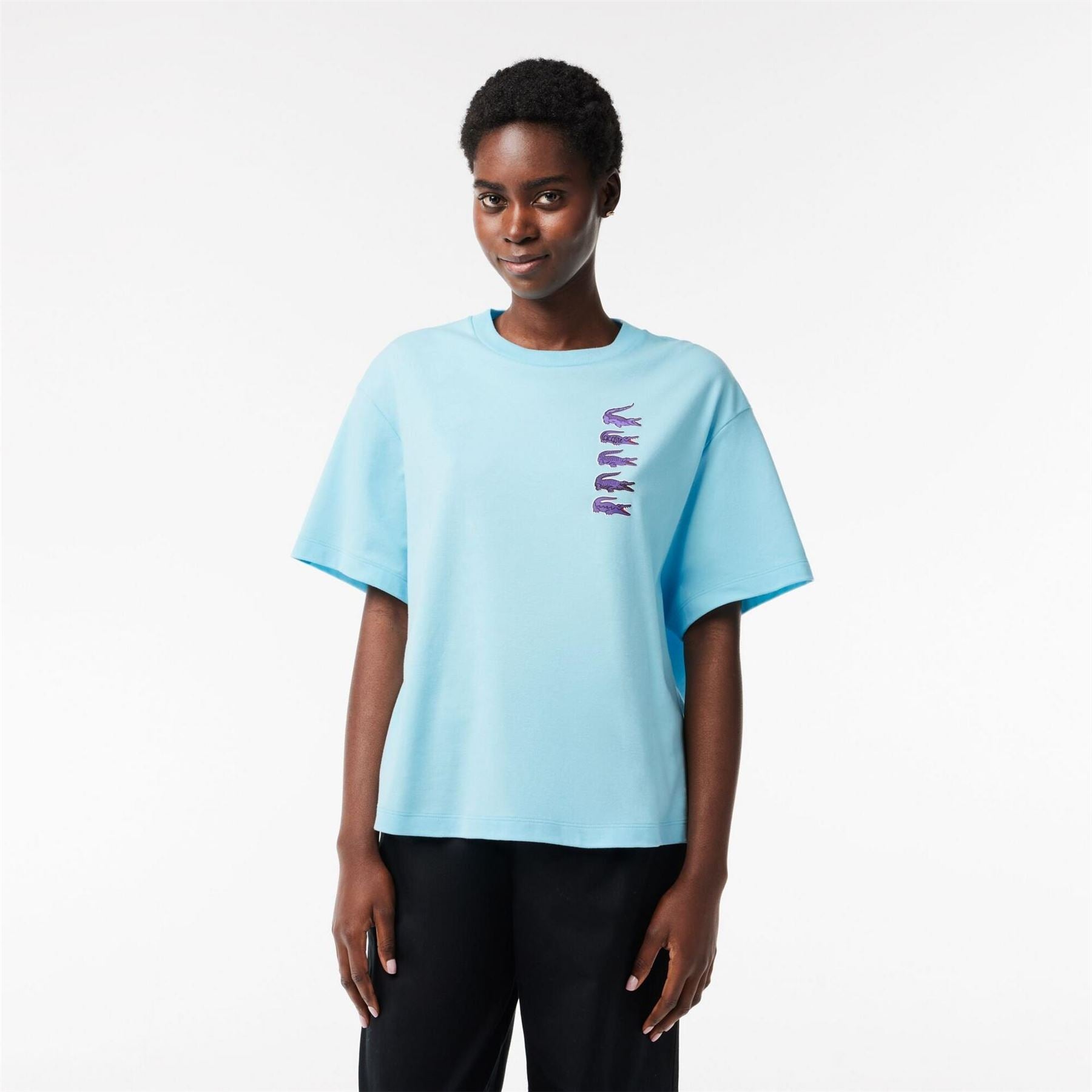 Lacoste Crocodile Print Oversize Boyfriend T-Shirt