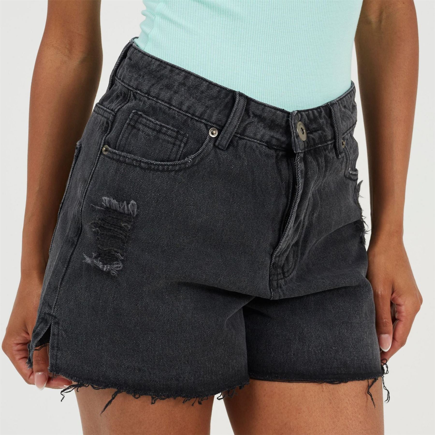 Brave Soul Womens Acid Wash Denim Shorts