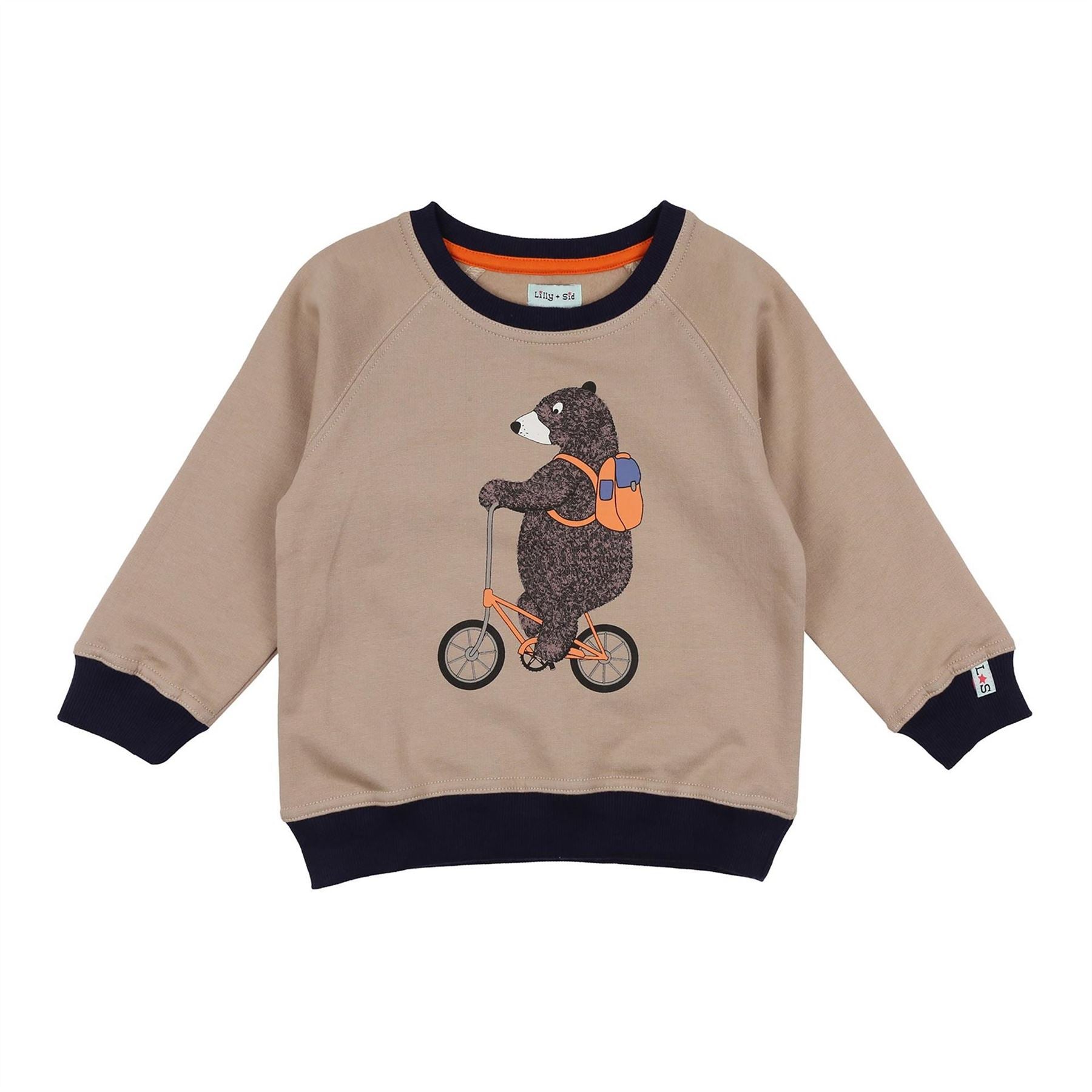 Lilly and Sid Bear Bike Graphic Raglan Sleeve Athletic Top