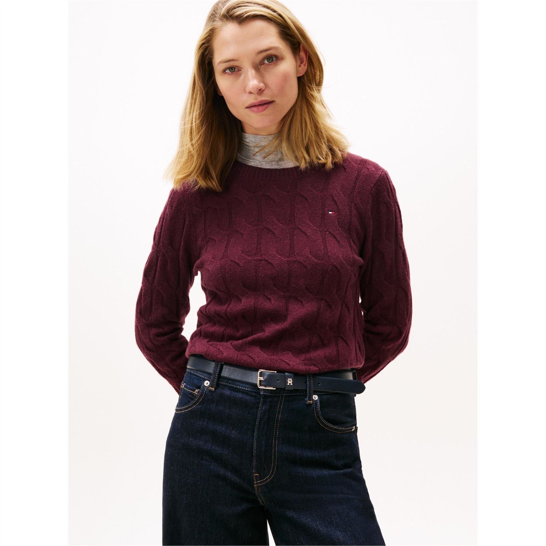 Tommy Hilfiger Cable Crew Neck Long Sleeve Sweater