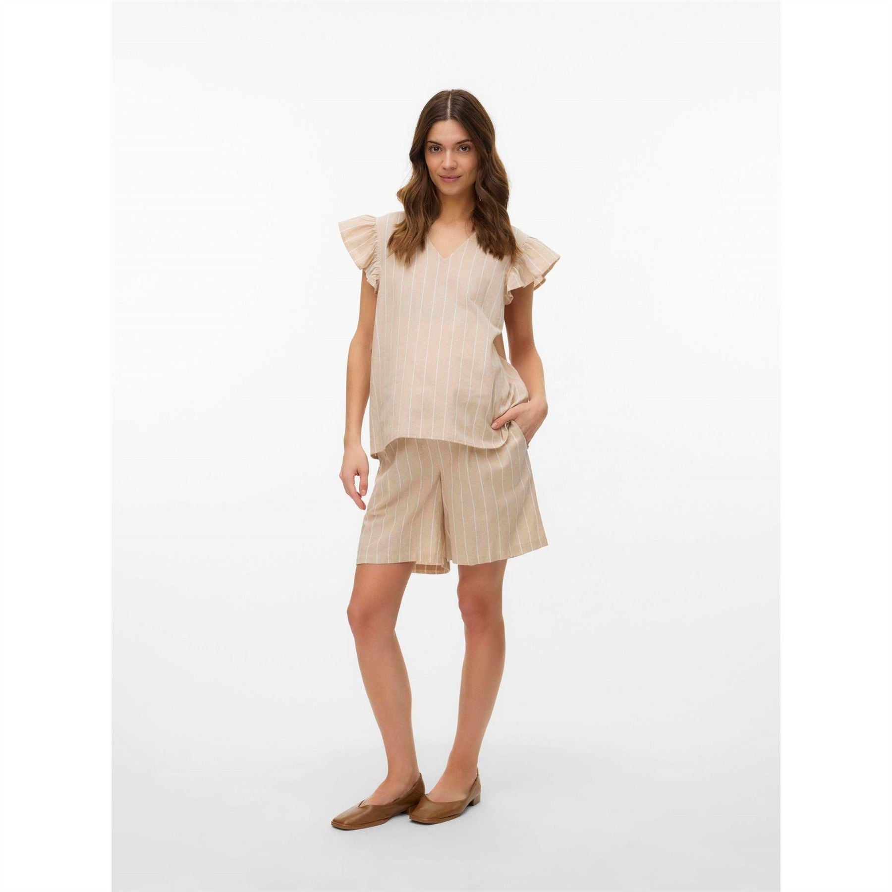 Mamalicious Vertical Stripe Bermuda Shorts