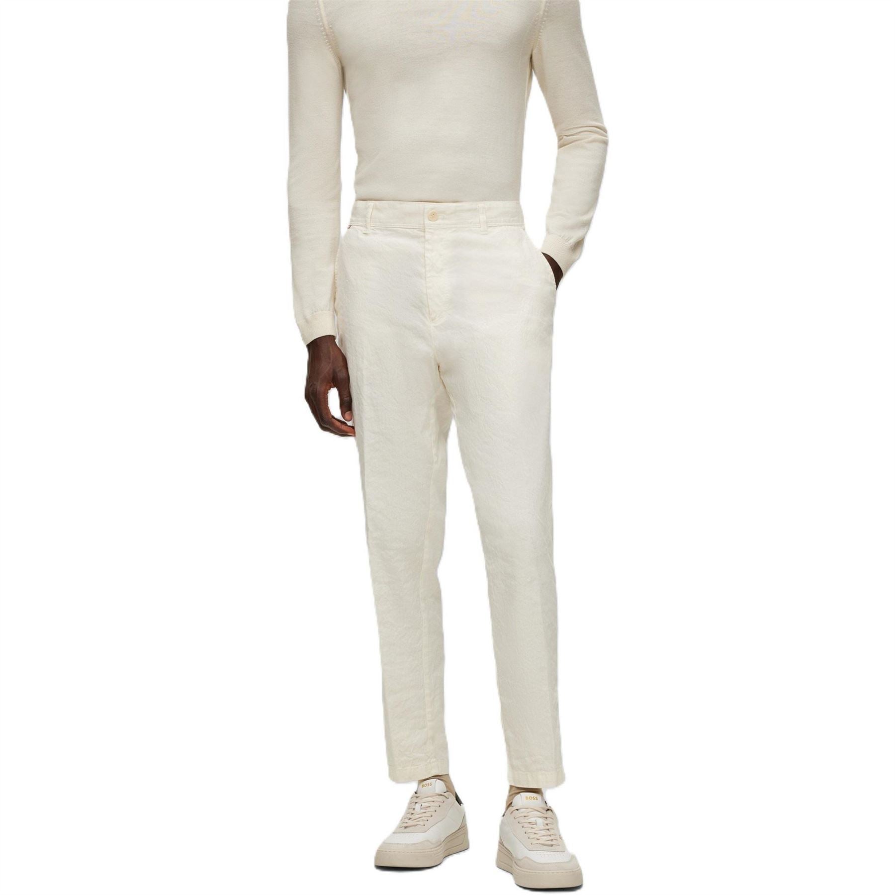 Boss Perin Solid Patterned Straight Trousers
