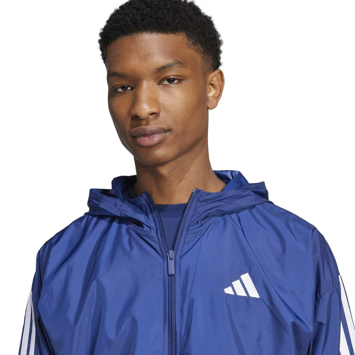 adidas Hooded Neck Windbreaker with Side Stripes and Bold Logo