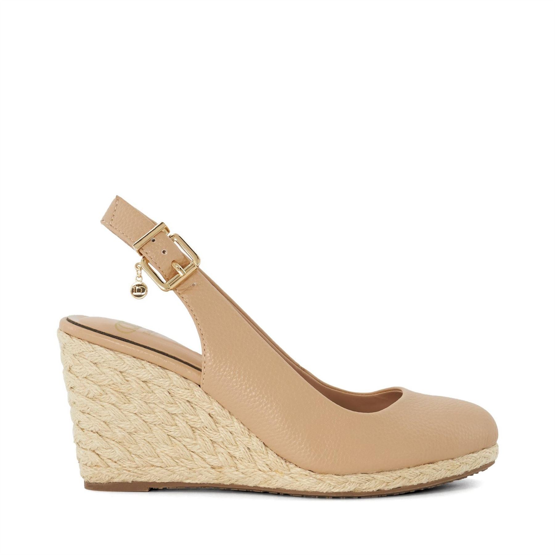 Dune London Lo Cadies Textured High Heel Wedge Slingbacks