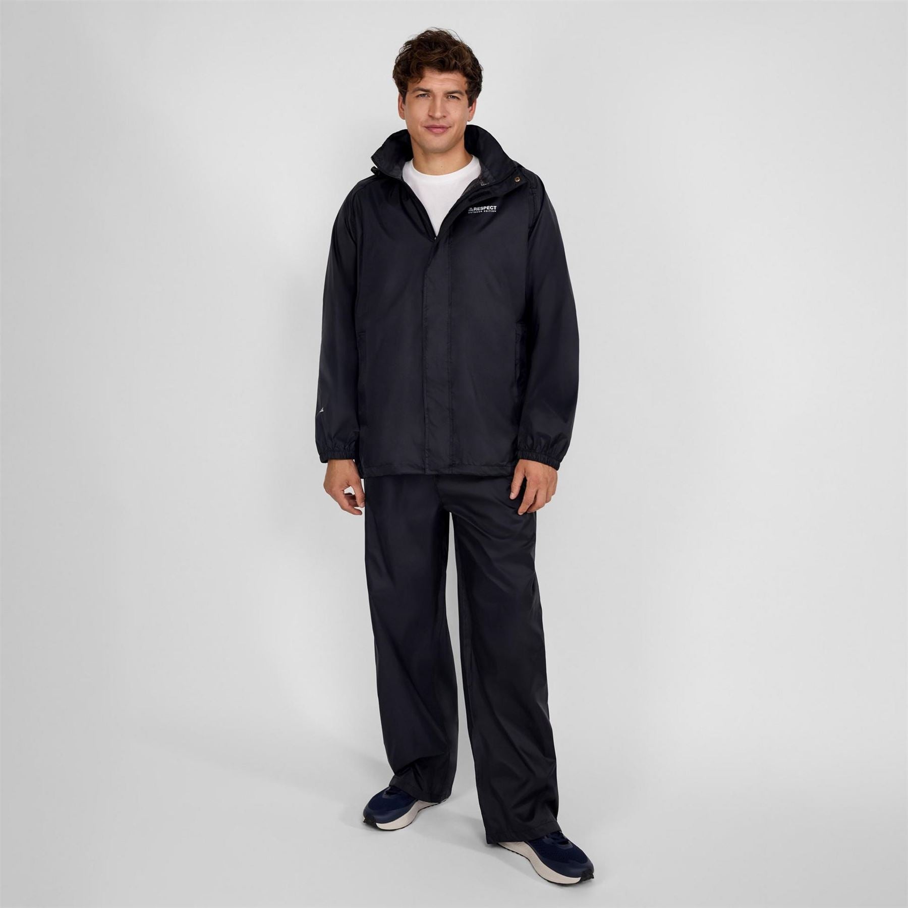 Minoti Men Packaway Waterproof Jacket With Zip Front Black Xs 3xl