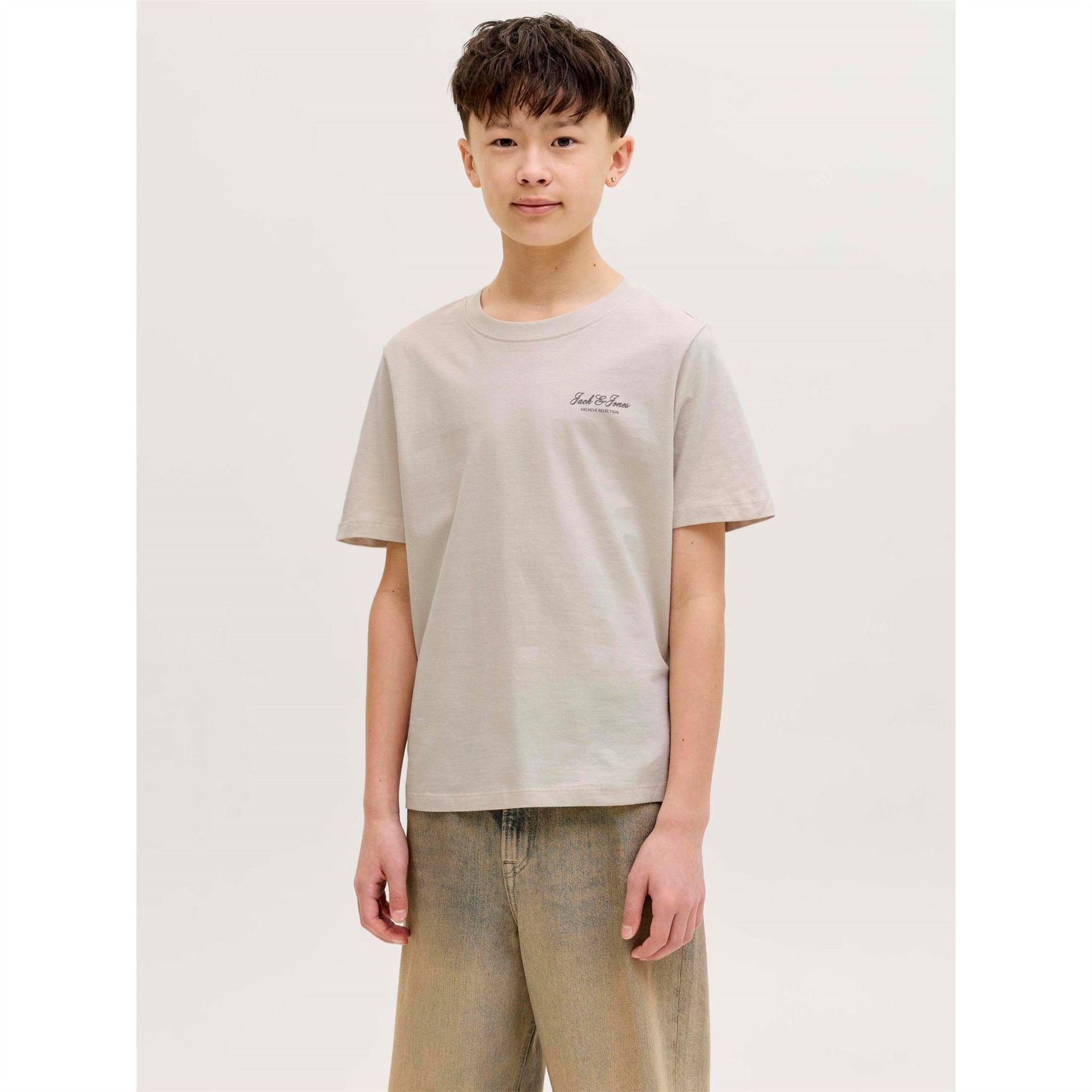 Jack and Jones Archive Printed Logo Text Graphic Crew Neck T-Shirt