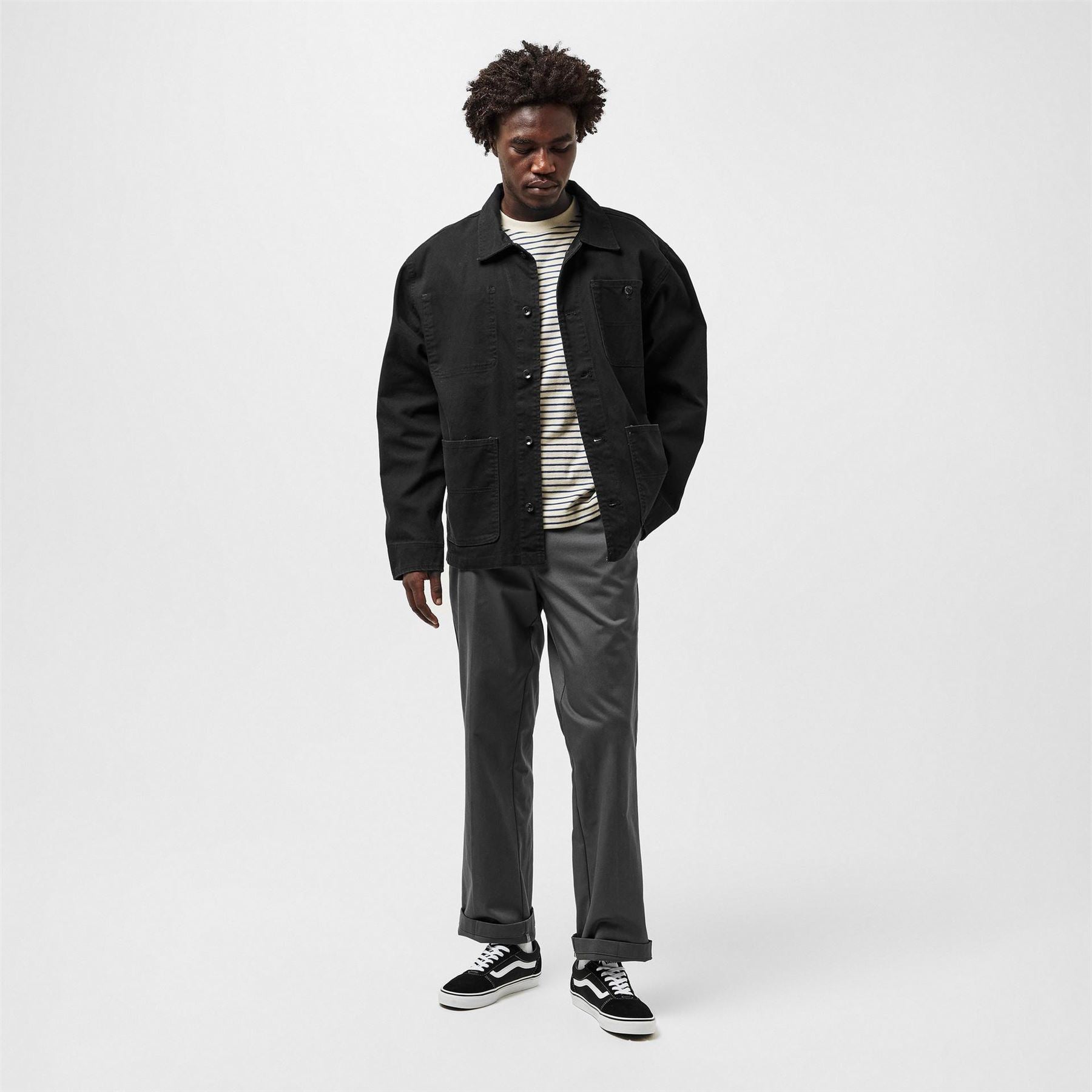 Vans London Solid Patterned Field Jacket with Chest Pocket
