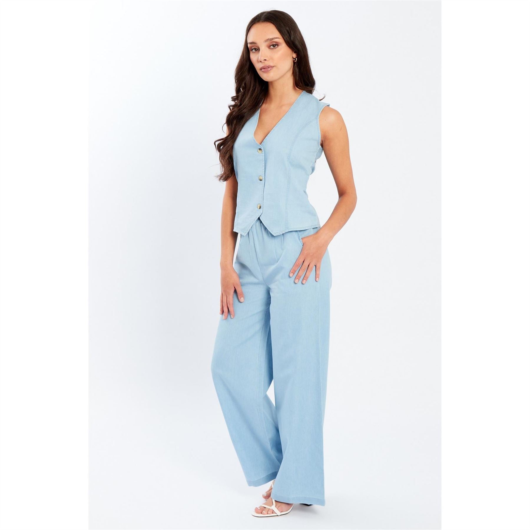 Be You Womens Shiny Skinny Fit Waistcoat