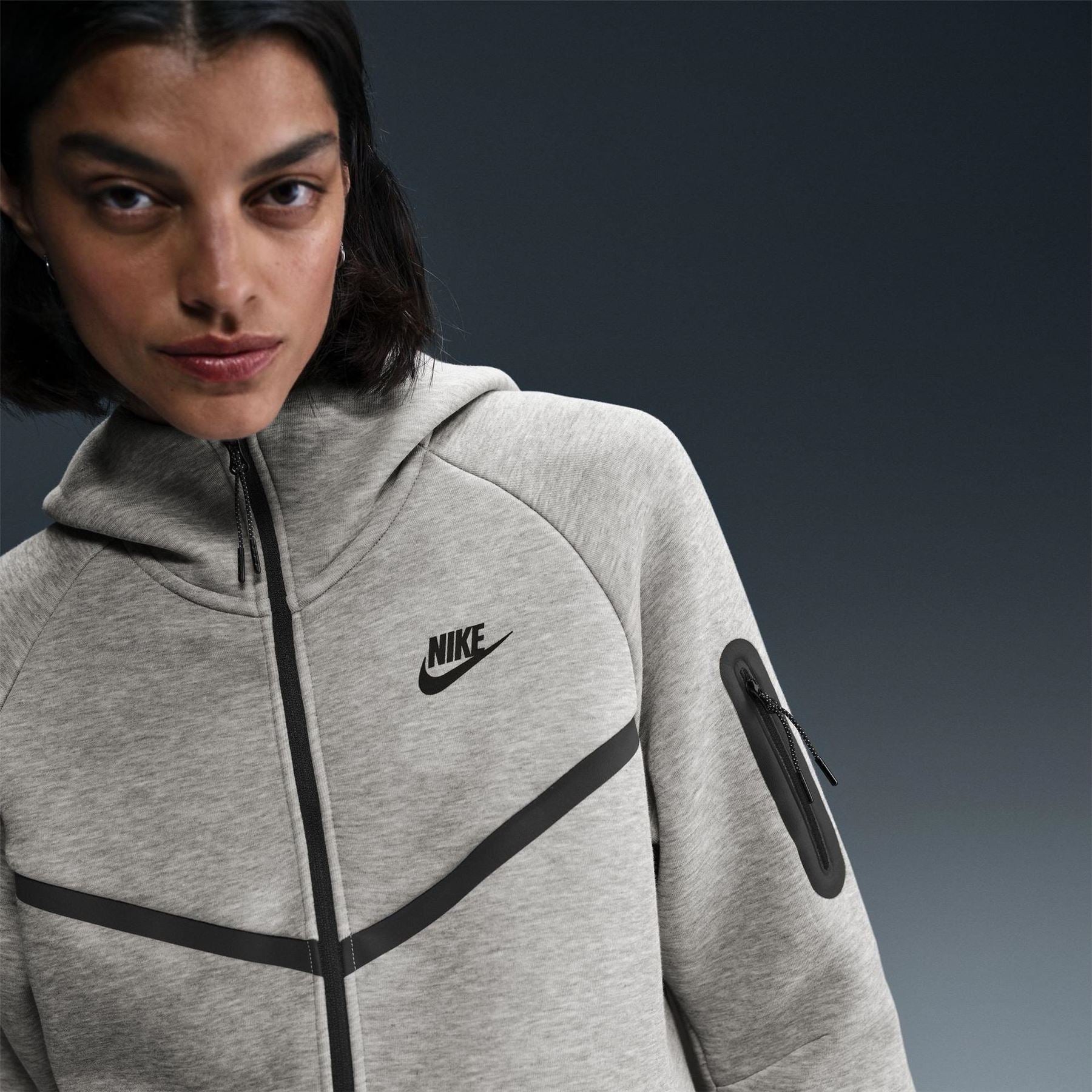 Nike Tech Solid Patterned Hooded Neck Jacket