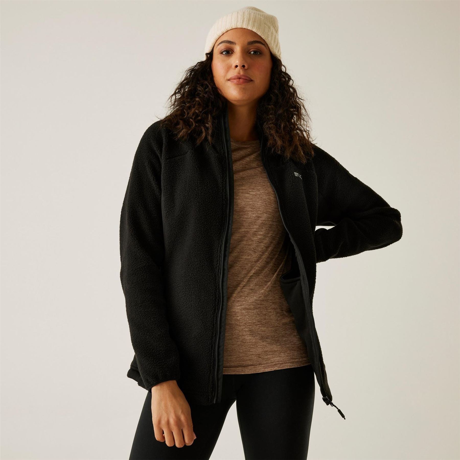 Regatta Elinn Solid Patterned Hooded Full Zipper Jacket