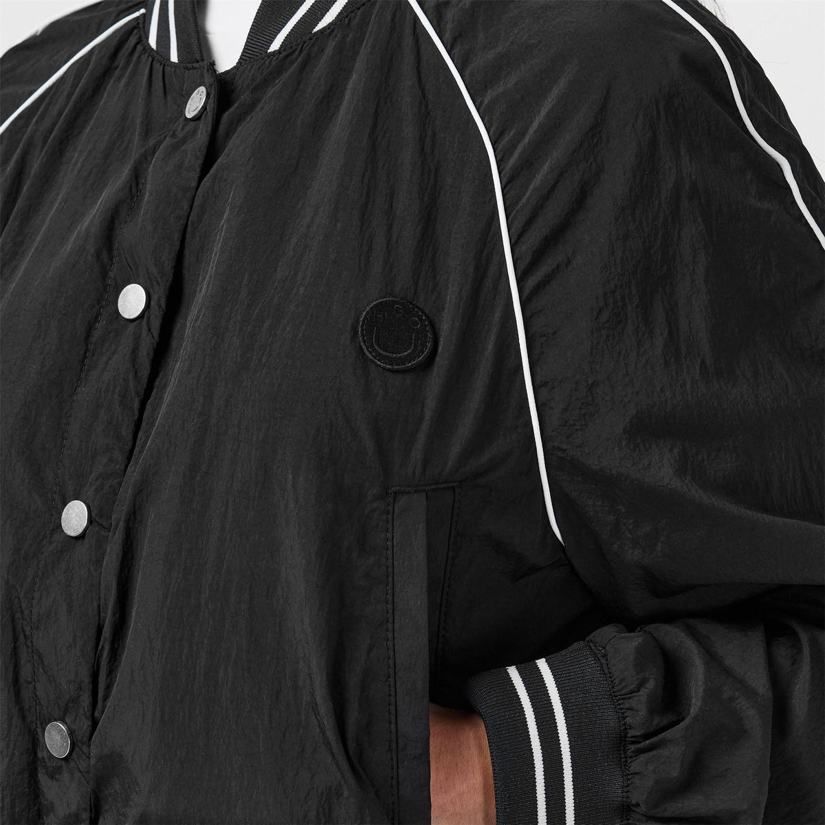 Hugo Adesa  Blue Long Sleeve Button Bomber Jacket