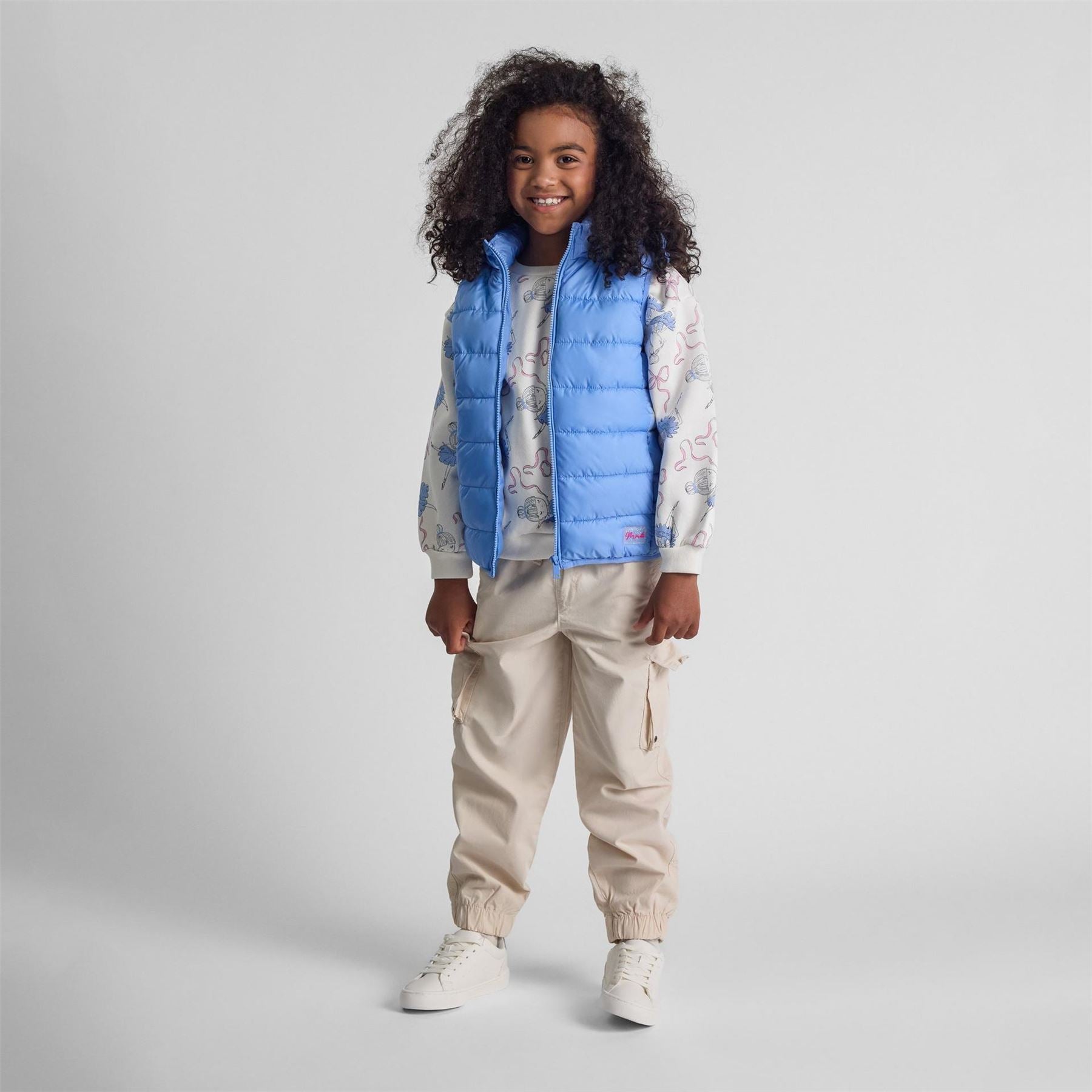 Minoti Girls Quilted Gilet With Full Zip And Detachable Hood Light Blue