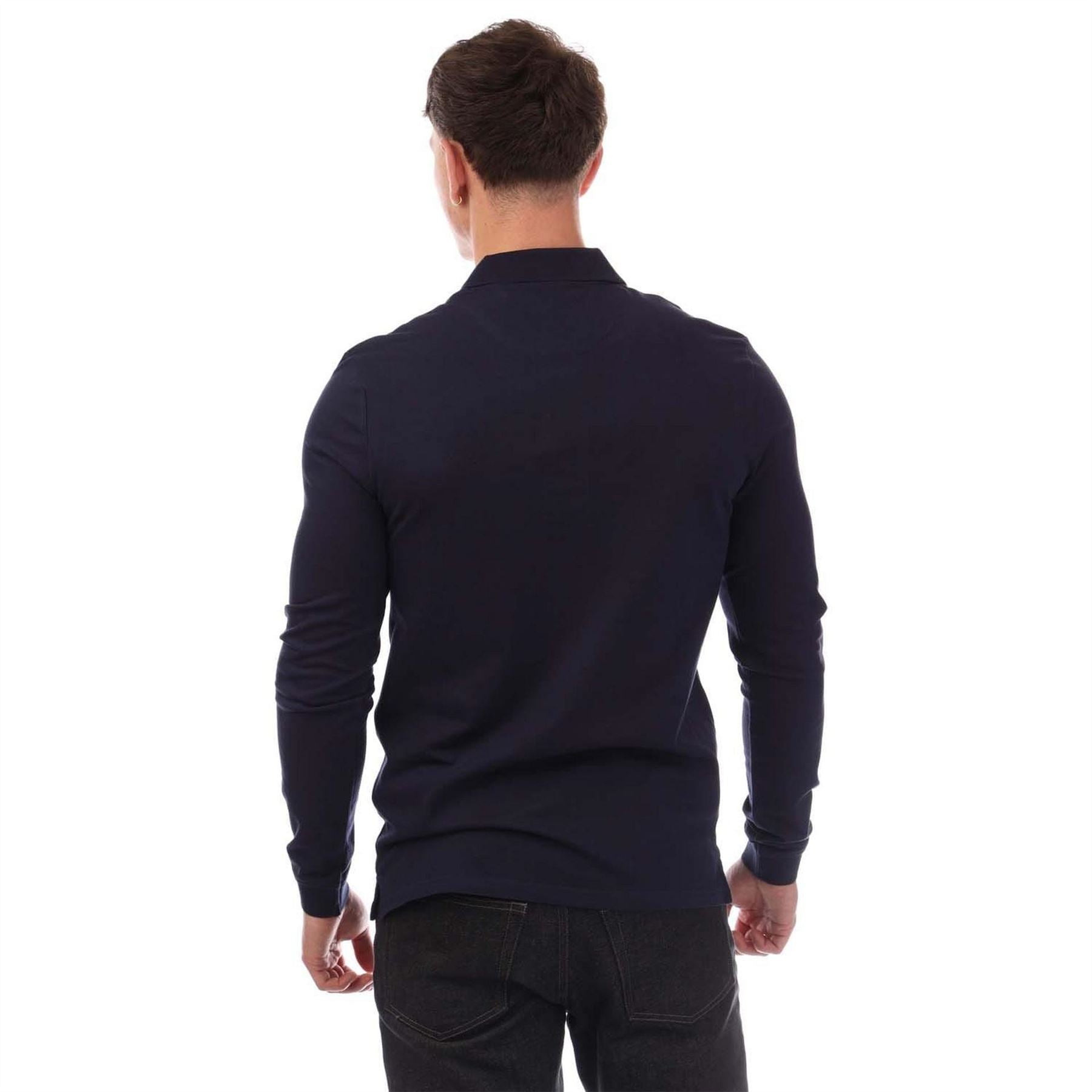 Lyle and Scott Ordinate Print Long Sleeve Polo Shirt