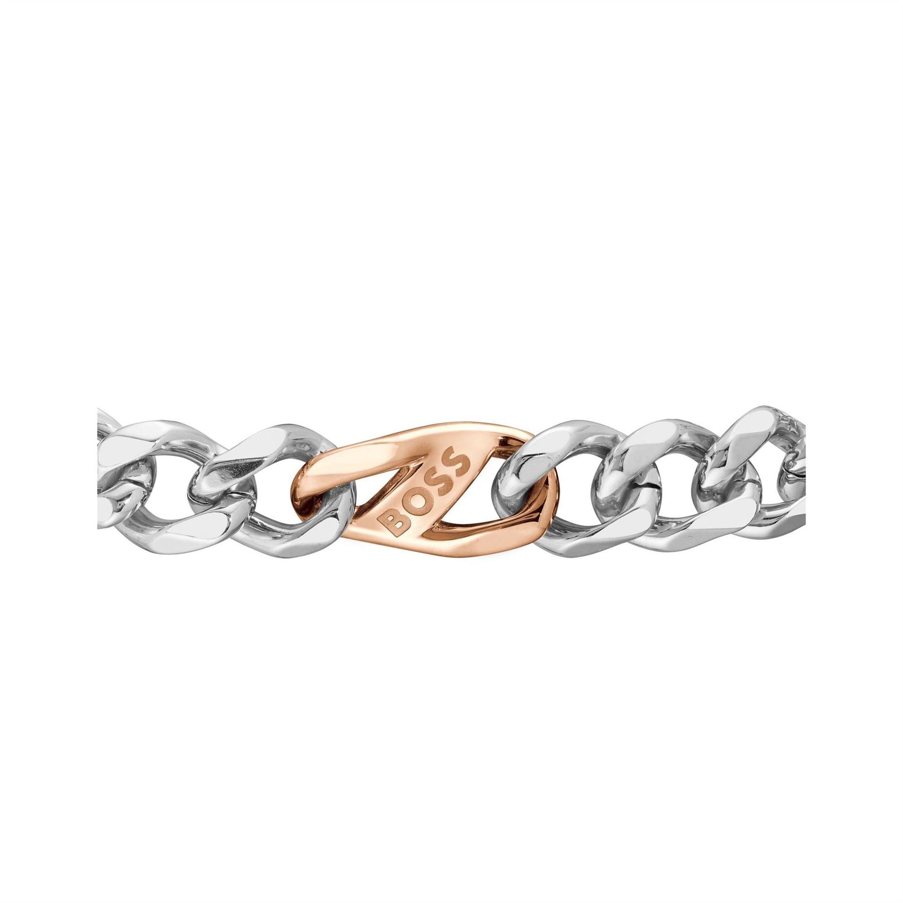 Boss Rian Stainless Steel And Rose Gold Ip Figaro Bracelet