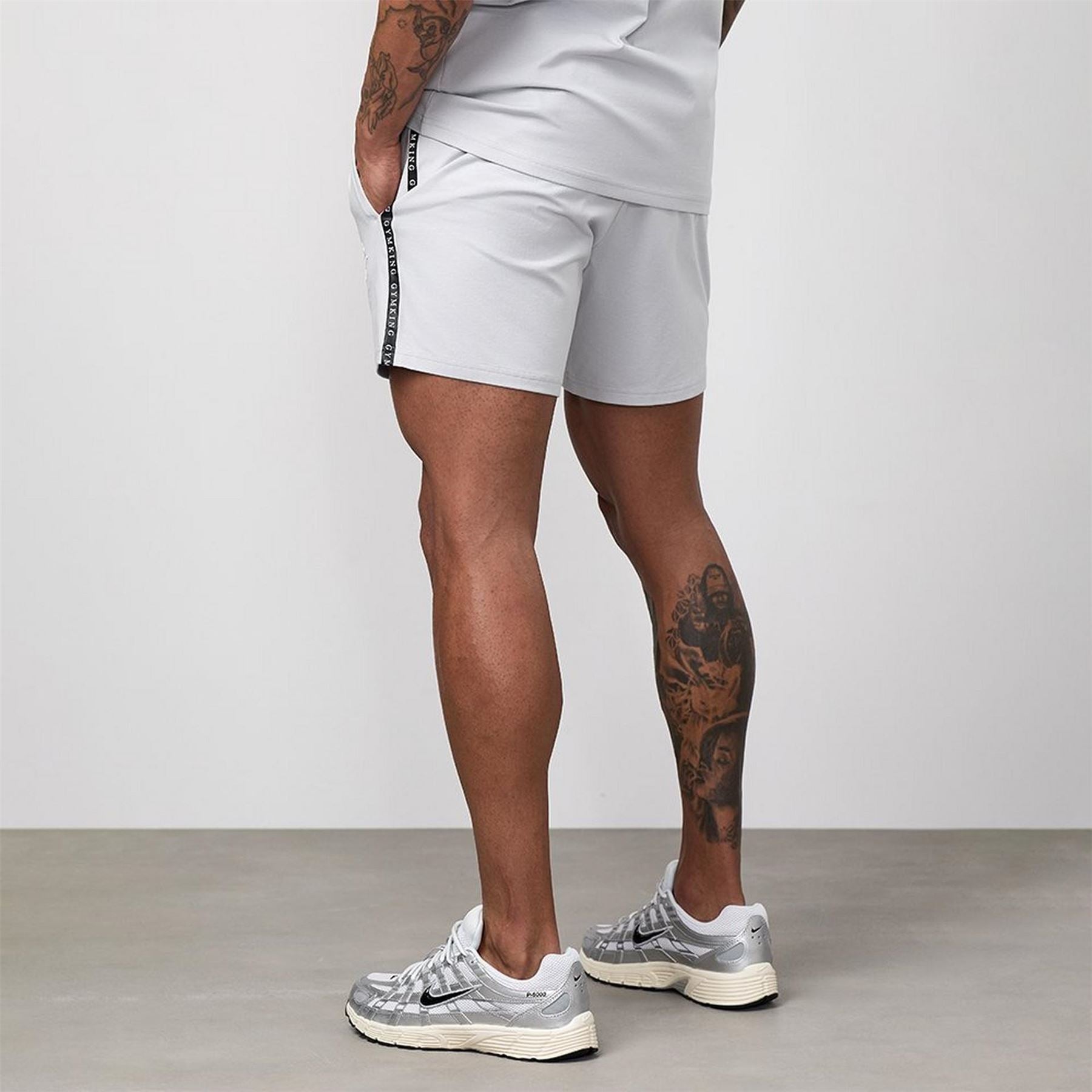 Gym King King Taped Jersey Short   Light Grey