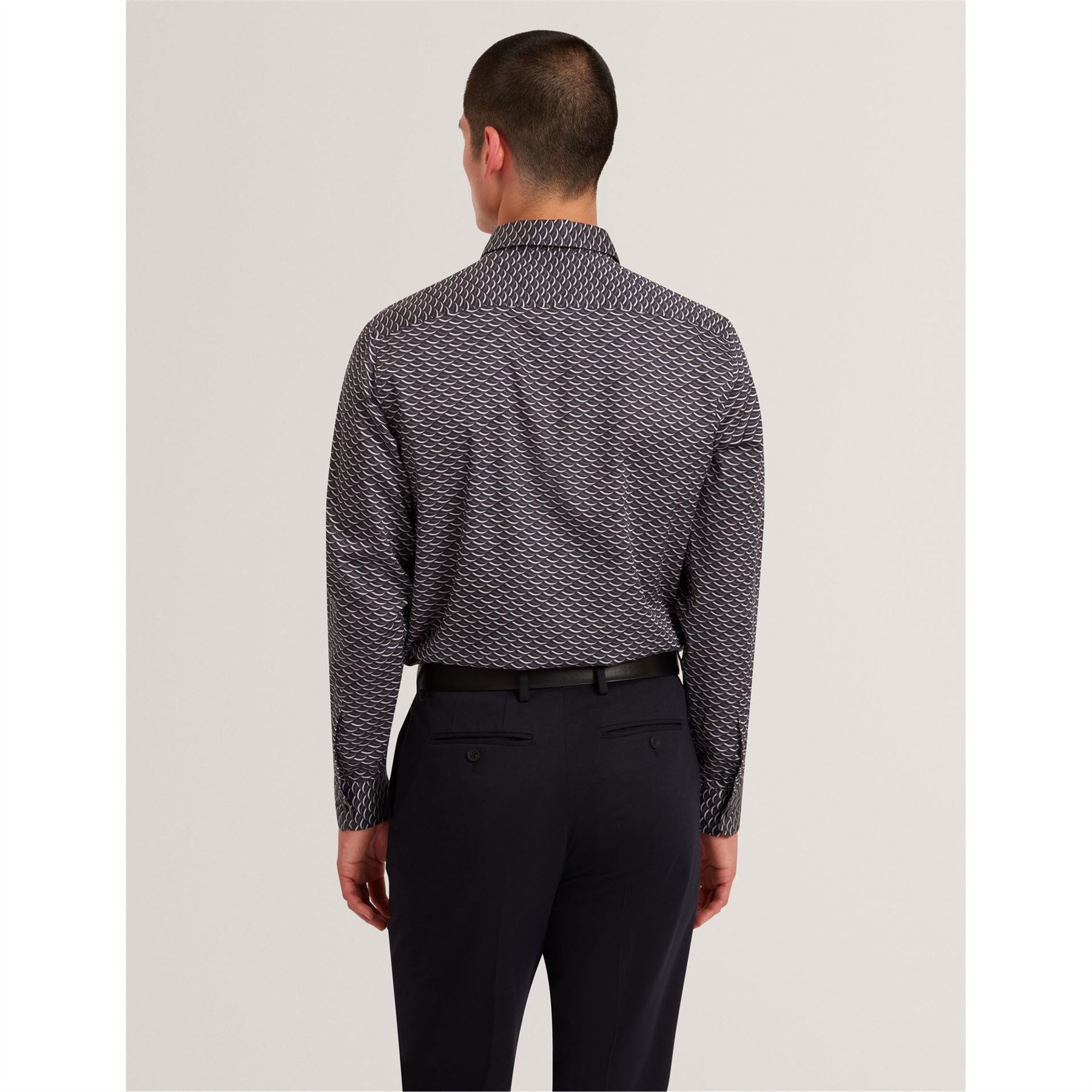 Ted Baker Geo Print Collared Neck Long Sleeve Shirt
