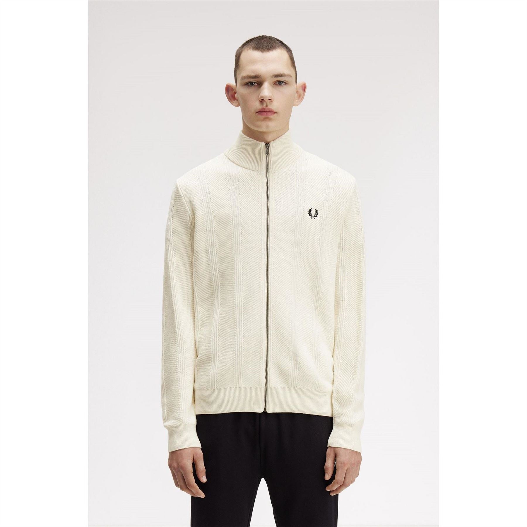 Fred Perry Textured Full Zip Knitted Top