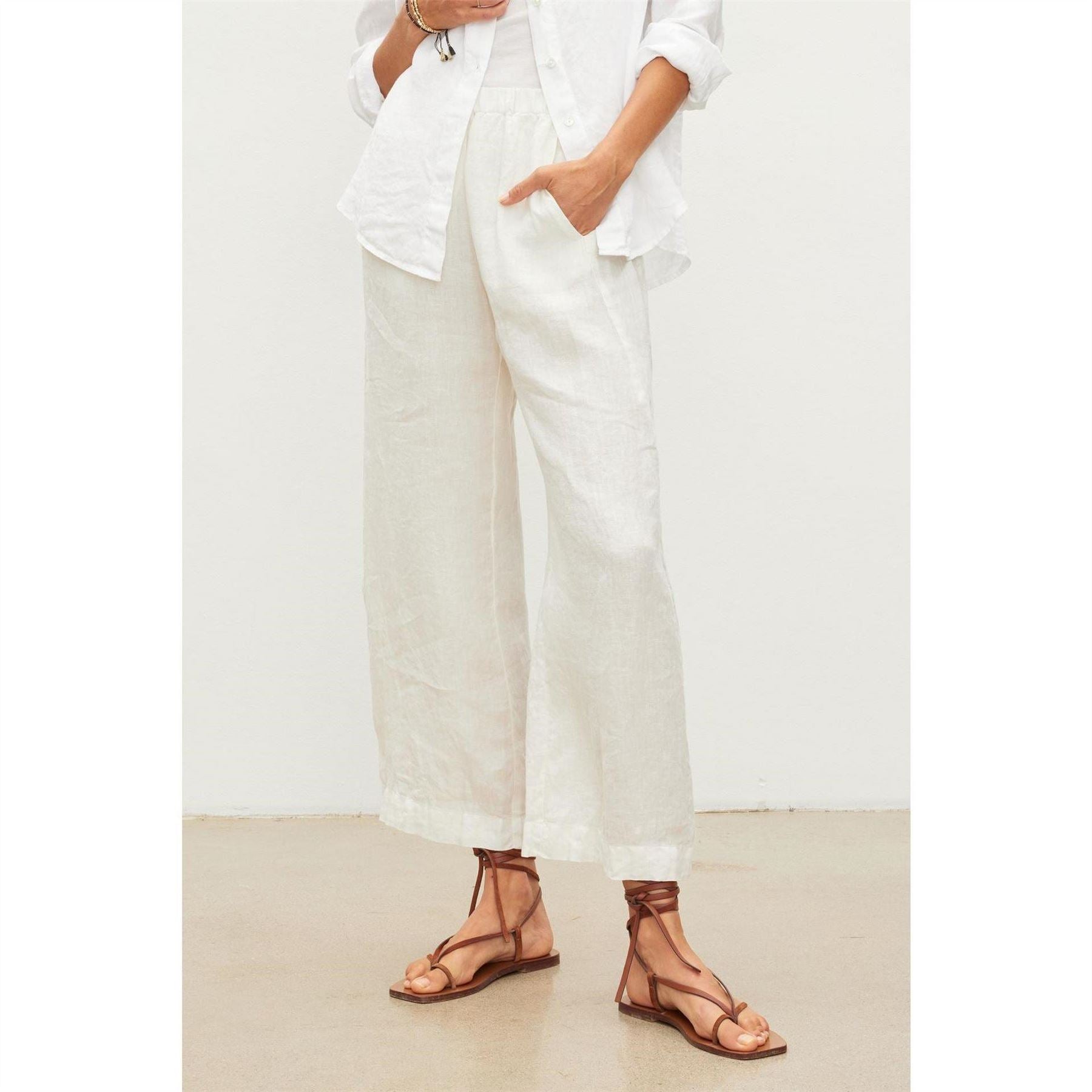 Velvet by Graham and Spencer Solid Patterned Wide Leg Trousers