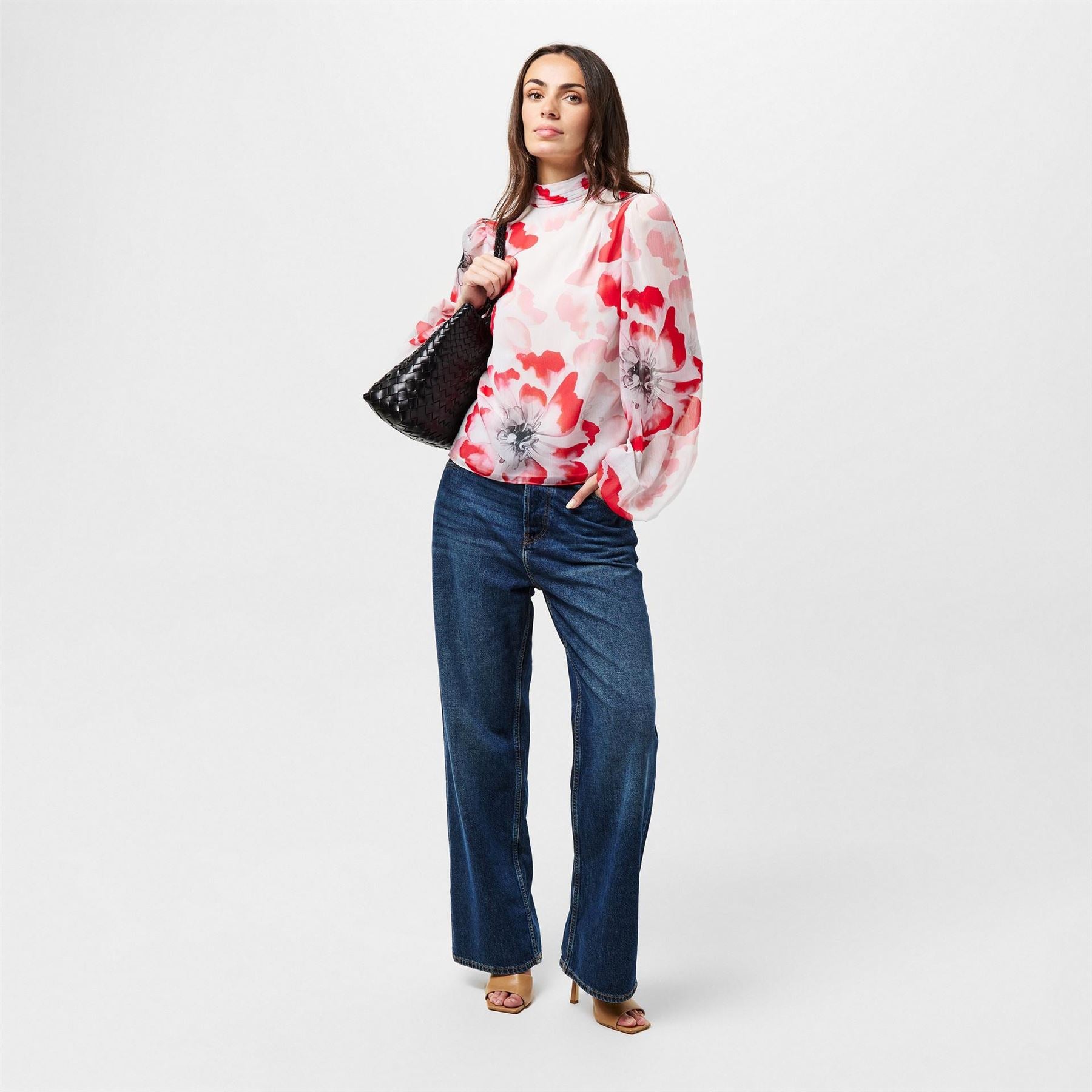 Ted Baker Relaxed Fit Balloon Sleeve High Neck Blouse