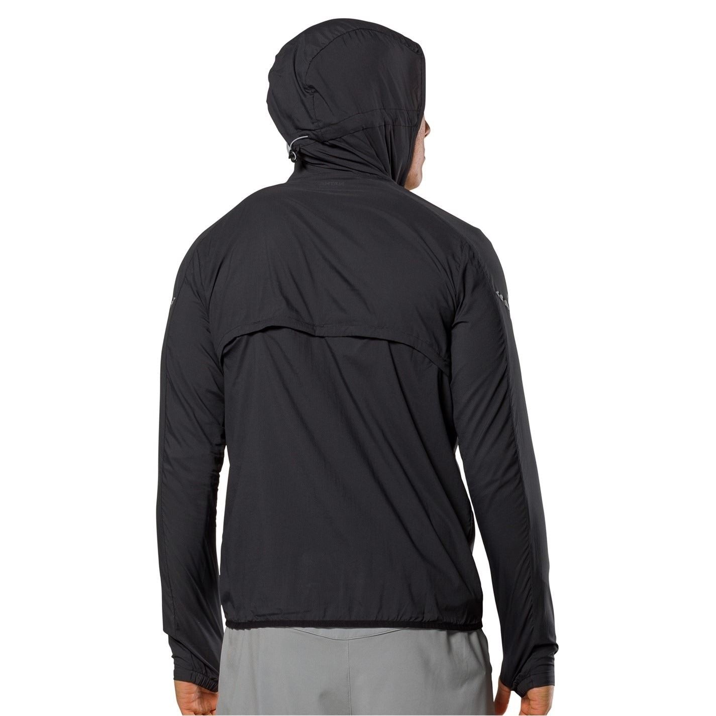 Nathan Stealth Solid Patterned Hooded Windbreaker with Zipped Pocket and Reflective Ribbon