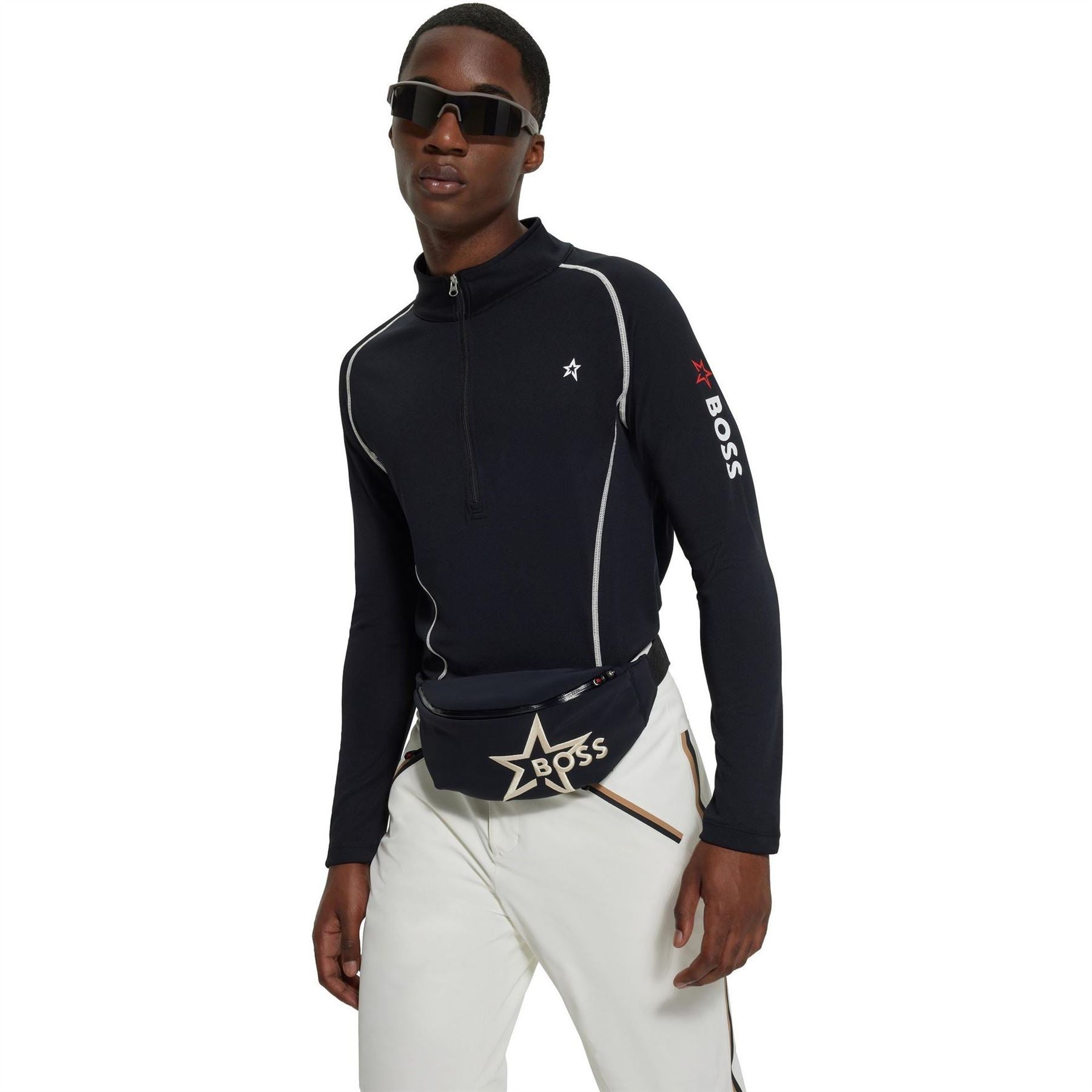 Boss Zip Neck Long Sleeve Sweatshirt